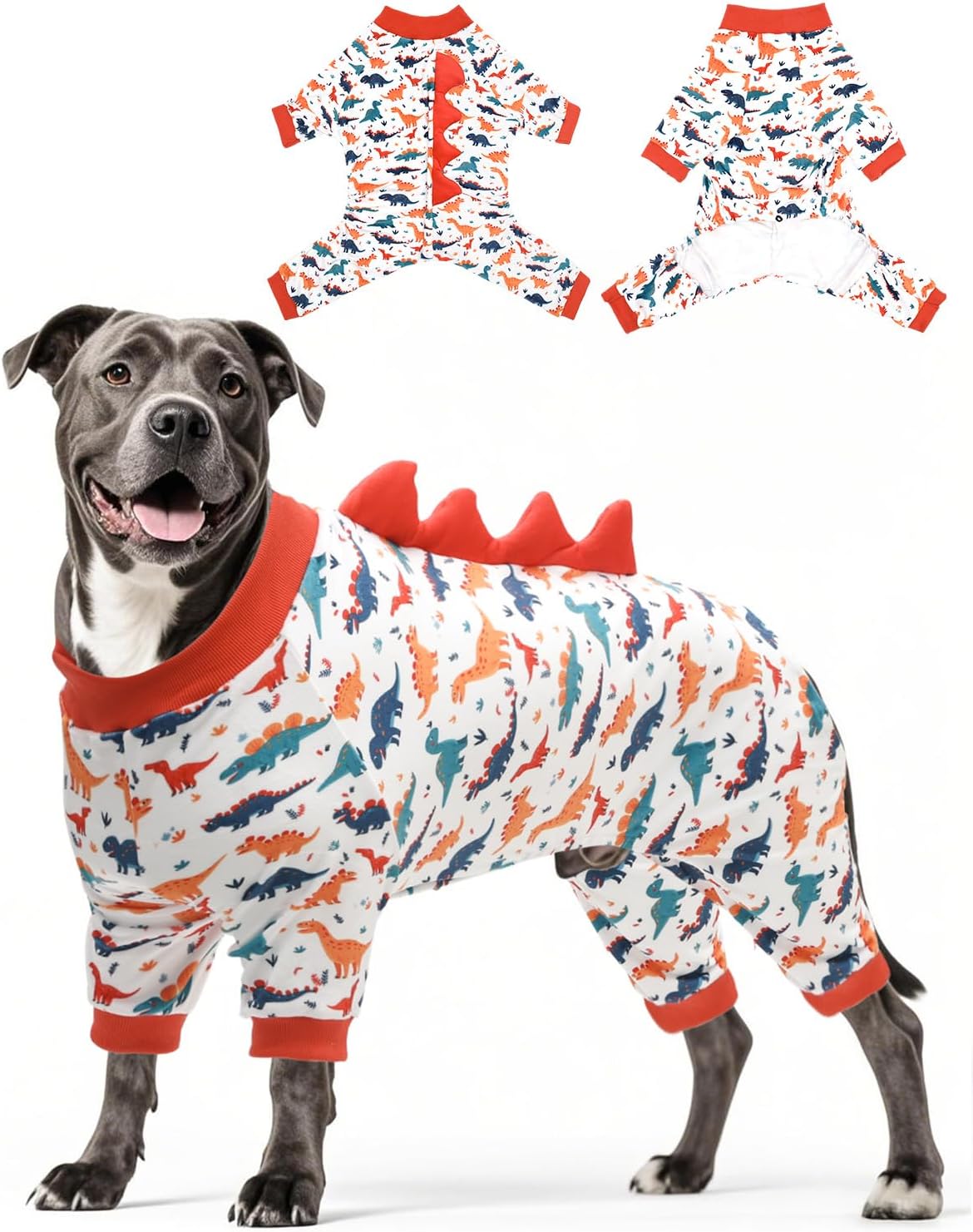CuteBone Dinosaur Costume Dog Pajamas, Stretchy Spandex Crystal Velvet Sleepwear Coat for Small Dogs, Soft & Warm Pet Outfit Clothes for Cold Weather, Cozy Pullover Design COSP02-3XL
