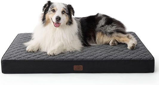 Bedsure Orthopedic Dog Bed for Extra Large Dogs and Crate - Thick Memory Foam Pet Mattress with Removable Washable Cover and Egg Crate Foam, Suitable for Pet Up to 100 lbs, XL 41x29x4 Inches, Black