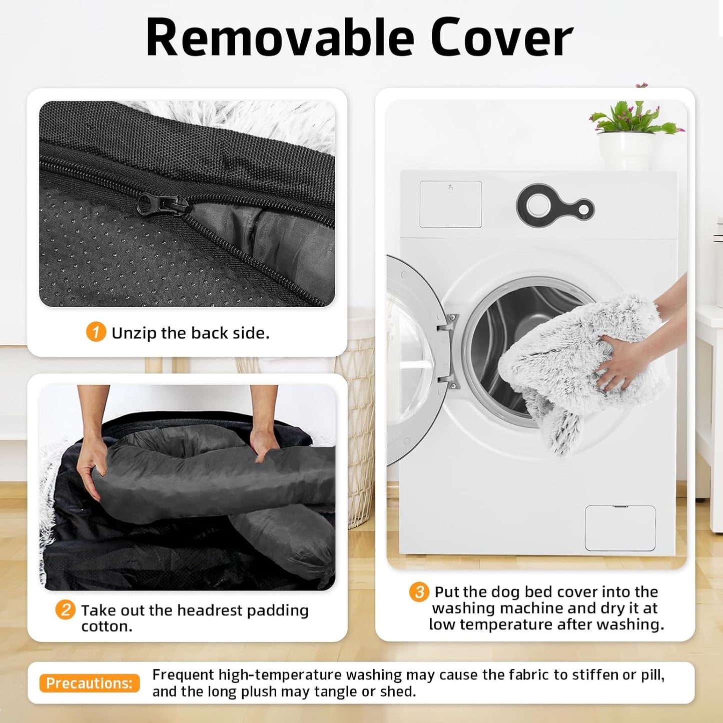 Calming Dog Bed Fluffy Plush Dog Mat for Furniture Protector with Removable Washable Cover for Large Medium Small Dogs and Cats (Small(35x31x5), Light Grey)