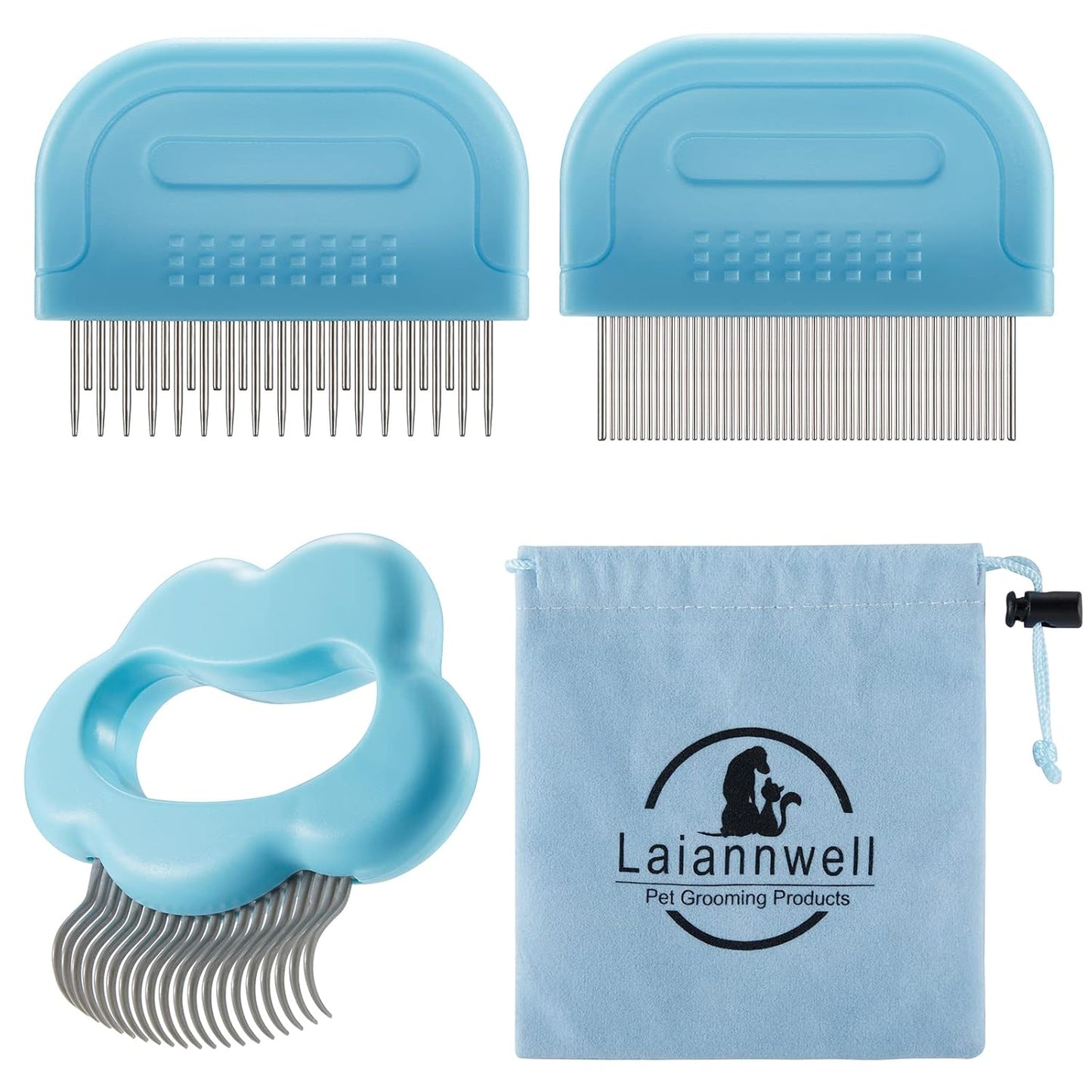 Pet Grooming Supplies, Massaging Comb for Removing Matted Fur and Knots/Tangles, Perfect for Long and Short Hair Pets (3 Packs)