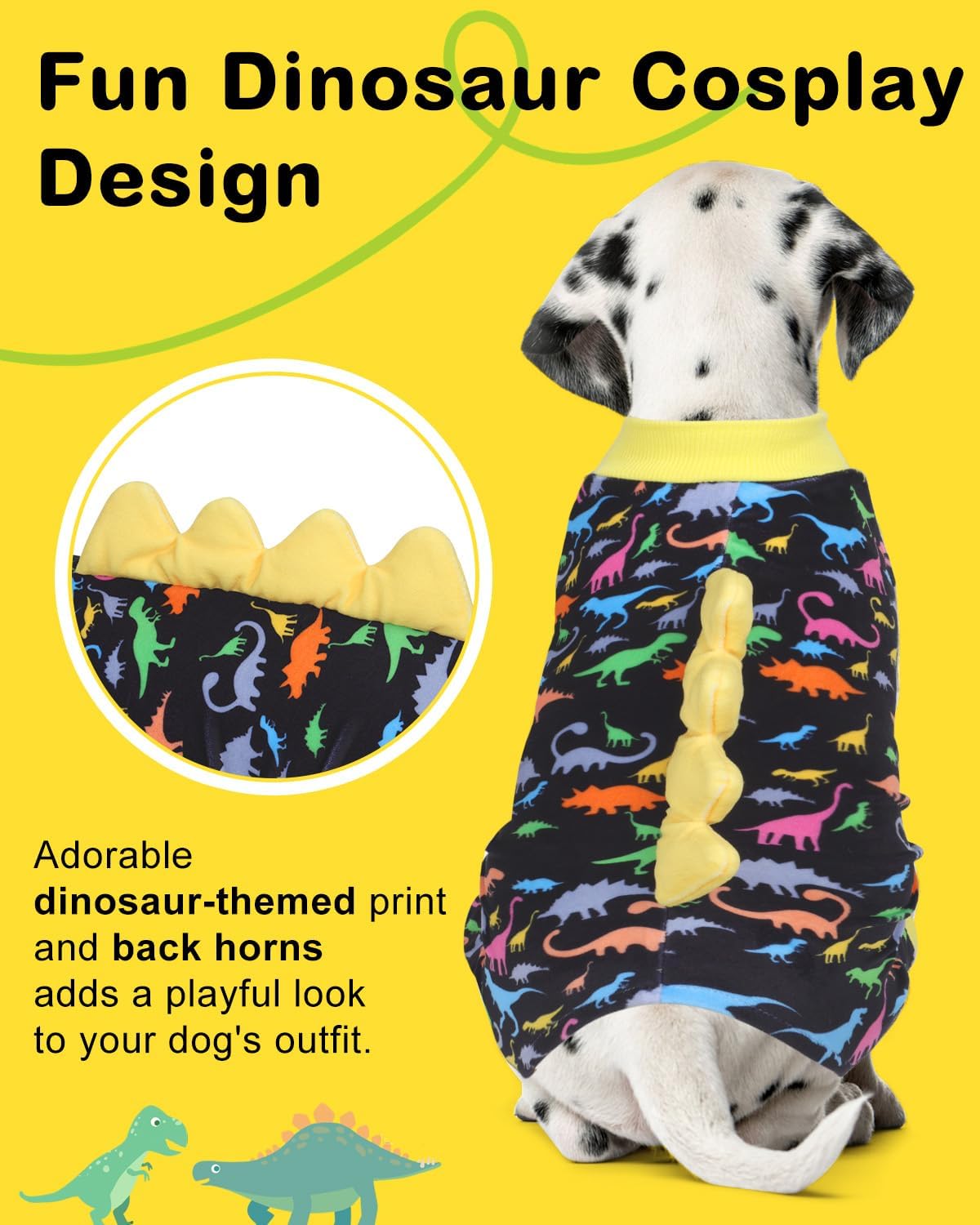 CuteBone Dinosaur Costume Dog Pajamas, Stretchy Spandex Crystal Velvet Sleepwear Coat for Small Dogs, Soft & Warm Pet Outfit Clothes for Cold Weather, Cozy Pullover Design COSP01M