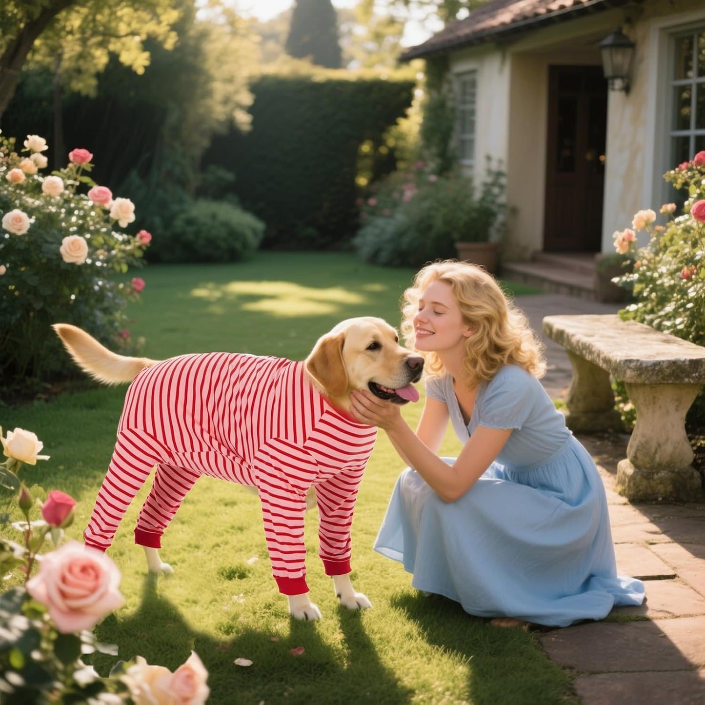 Yeapeeto Dog Onesie Surgery Recovery Suit for Large Medium Bodysuit Dogs Pajamas PJS Full Body for Shedding, Prevent Licking, Wound Protection, Cone Alternative… (Red Pink, 5XL)