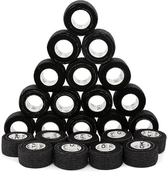 OK TAPE Self Adherent Cohesive Bandages Wrap - 24Packs, 1" x 5 Yards, Non-Woven Self Adhesive Bandage Wrap for Thumb, Finger, Wrist, Ankle, Vet Wrap Bandages Tape (Black)