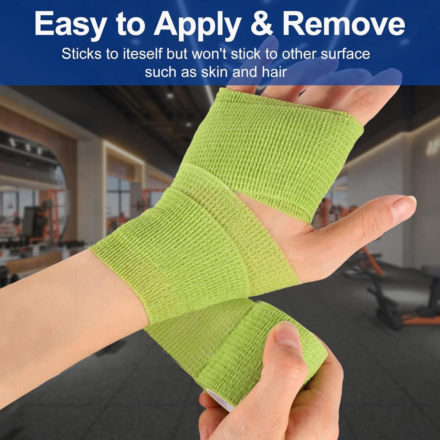 LDIWEE 24 Pack Self Adhesive Bandage Wrap 4 inch, Elastic Cohesive Bandage Wrap Vet Wrap for Dogs, Grip Tape for Athletic, Sports, First Aid Medical, Wrist, Ankle Sprains, Swelling