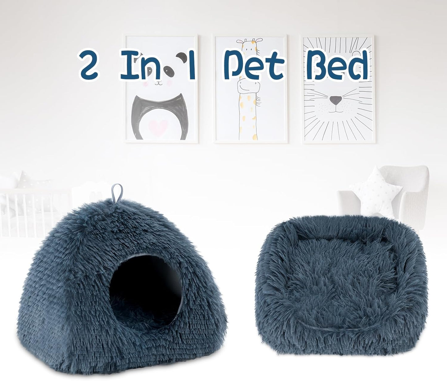 YUEPET Guinea Pig Bed Plush Calming Hideout, Warm Rabbit Hide for Hamsters Hedgehogs Ferrets Dwarf Rabbits and Other Small Animals(Dark Grey)