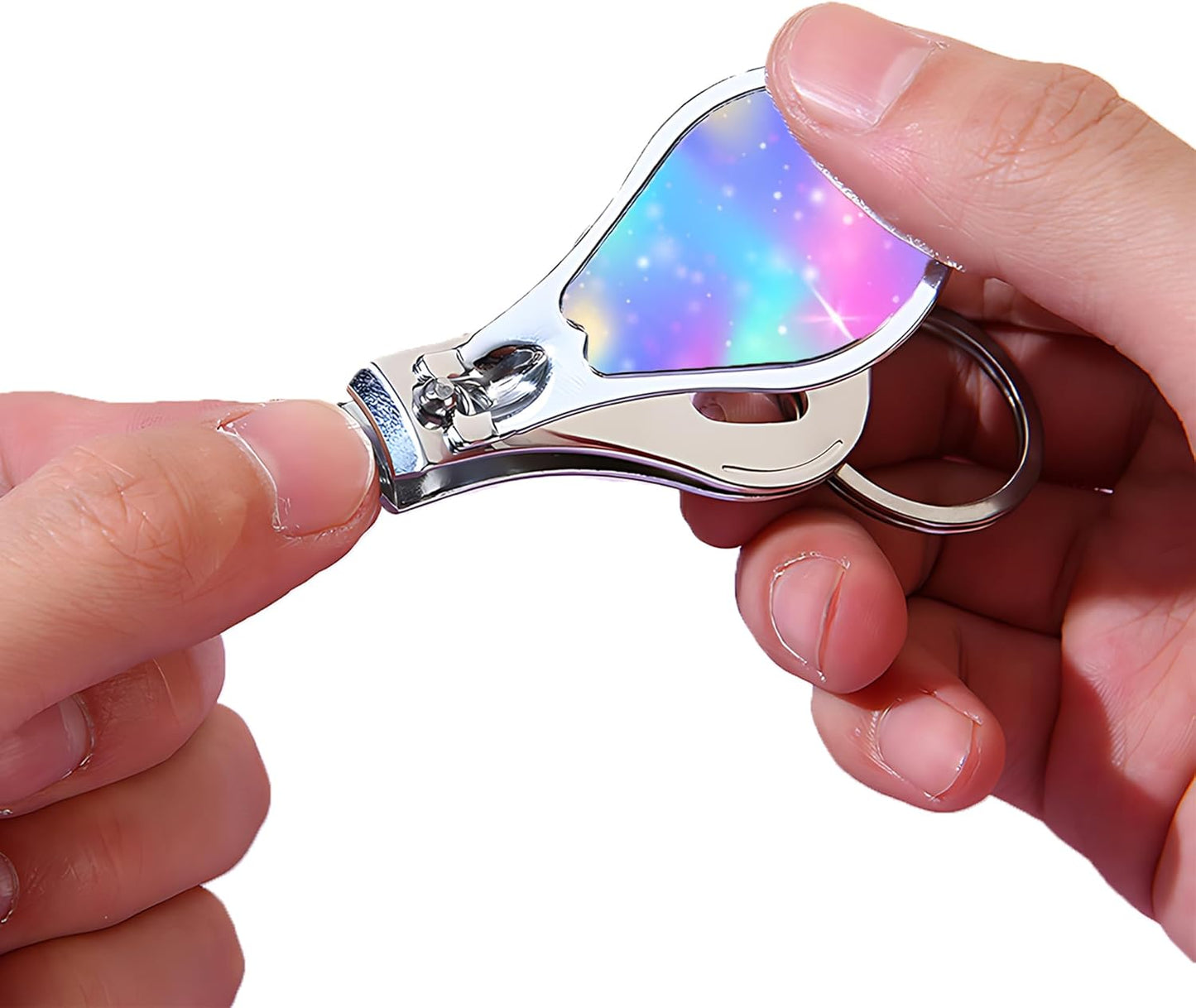 Nail Clippers with Key Chain Cute Stainless Steel Nail Cutter with File Professional Toenail Clipper for Men Multifunction Toenail Clipper 2 Pack Nique Cutter for Adult(Rainbow Light)