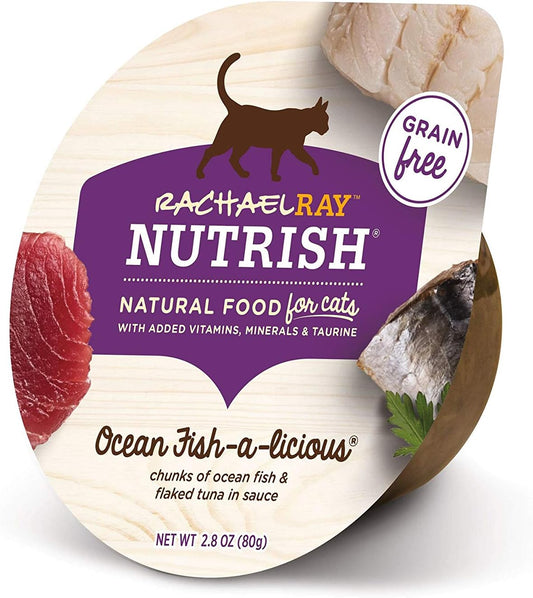 Rachael Ray Nutrish Natural Wet Cat Food, Ocean Fish-A-Licious Recipe, 2.8 Ounce Cup (Pack of 12), Grain Free (6303330281)
