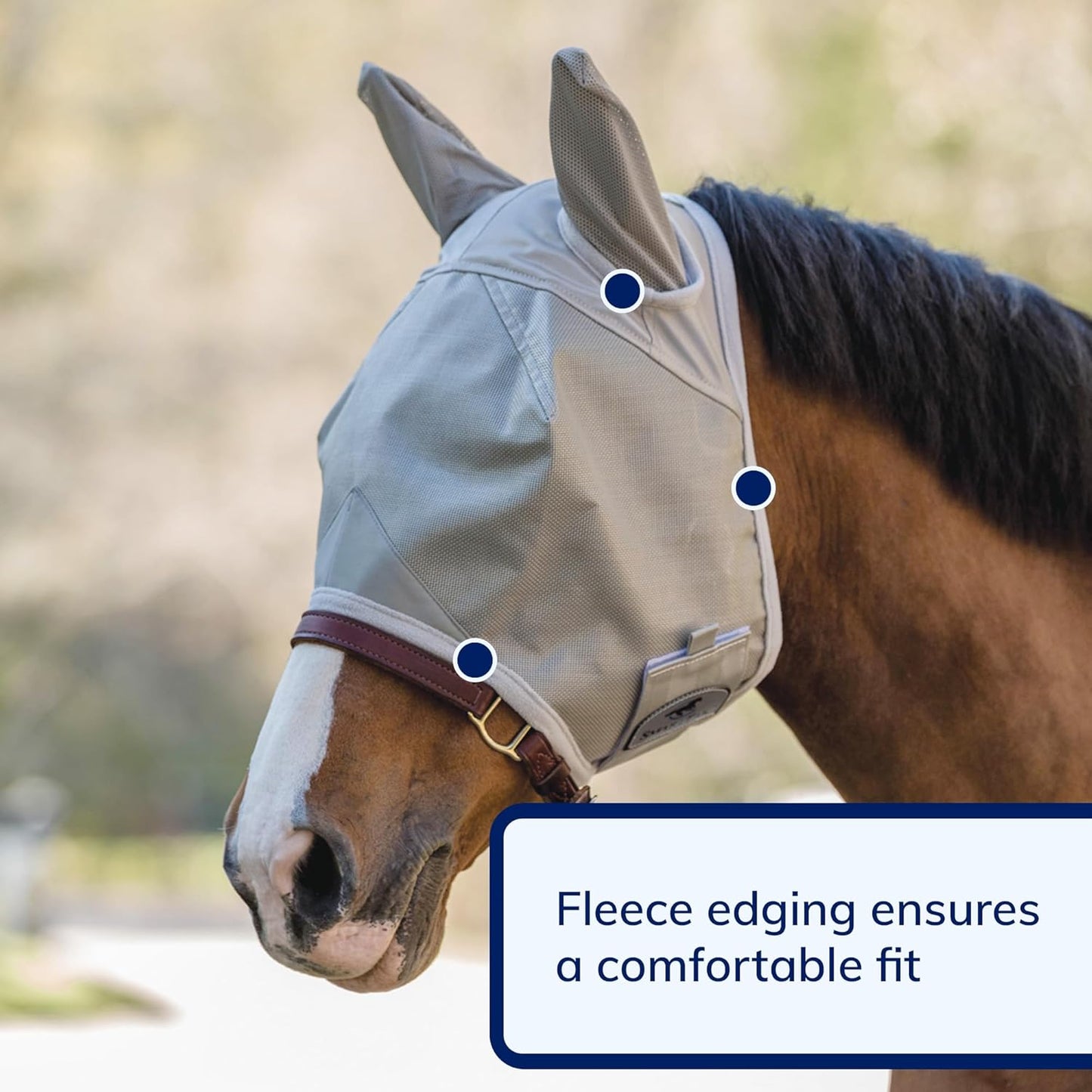 SmartEquine Fly Mask with UV Protection, Ears, and Mesh | Wide Secure Closure | UV Fly Mask for Horses (Horse)