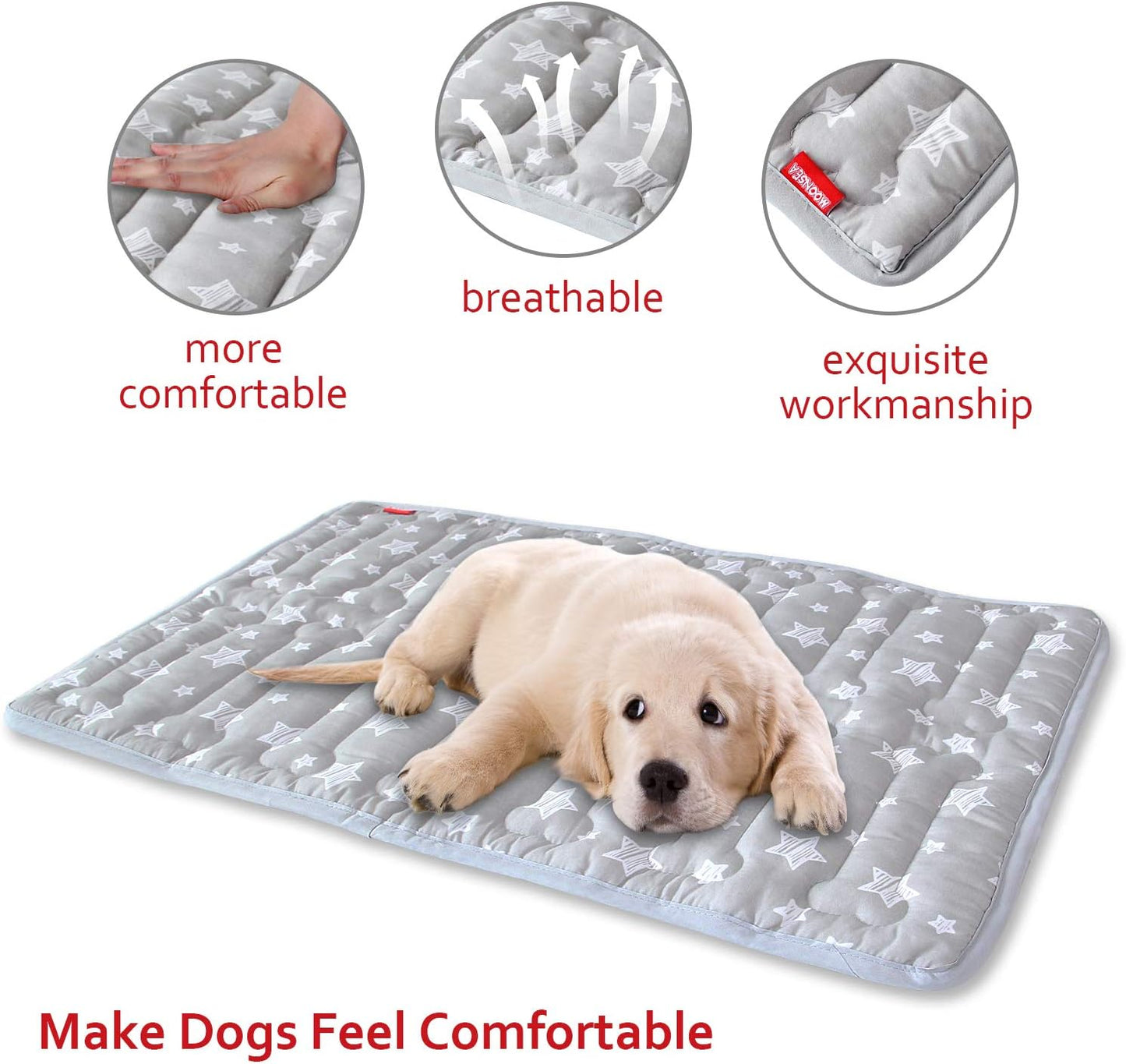 Dog Crate Mat (21" X 14"), Soft Dog Bed Mat with Cute Prints, Personalized Crate Pad, Anti-Slip Bottom, Machine Washable Kennel Pad