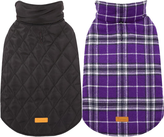 Kuoser Warm Dog Coat, Waterproof Dog Jacket for Extra Large Dogs, Adjustable Durable XXL Doggie Winter Coat Reversible Puppy Cold Weather Apparel from Small to Large Breed, Purple XXL