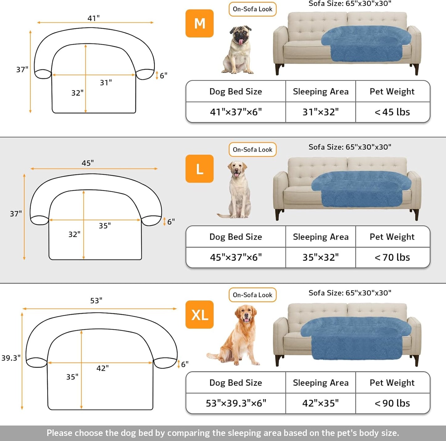 GGIB Calming Dog Bed Fluffy Plush Dog Mat for Furniture Protector with Removable Washable Cover for Large Medium Small Dogs and Cats (Large, Navy)