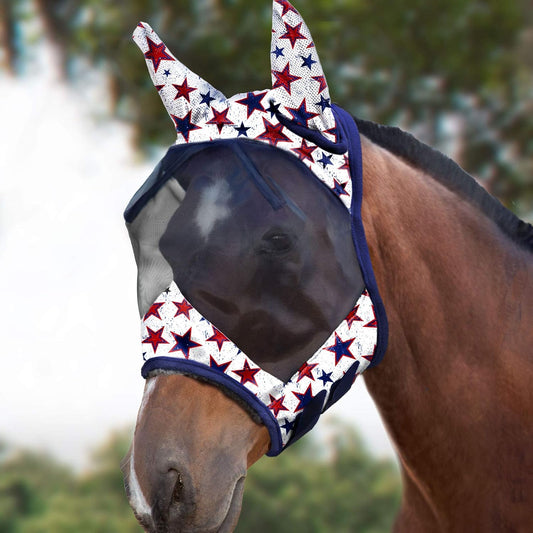Harrison Howard LumiVista Horse Fly Mask Standard with Ears UV Protection for Horse Dream Star M Cob