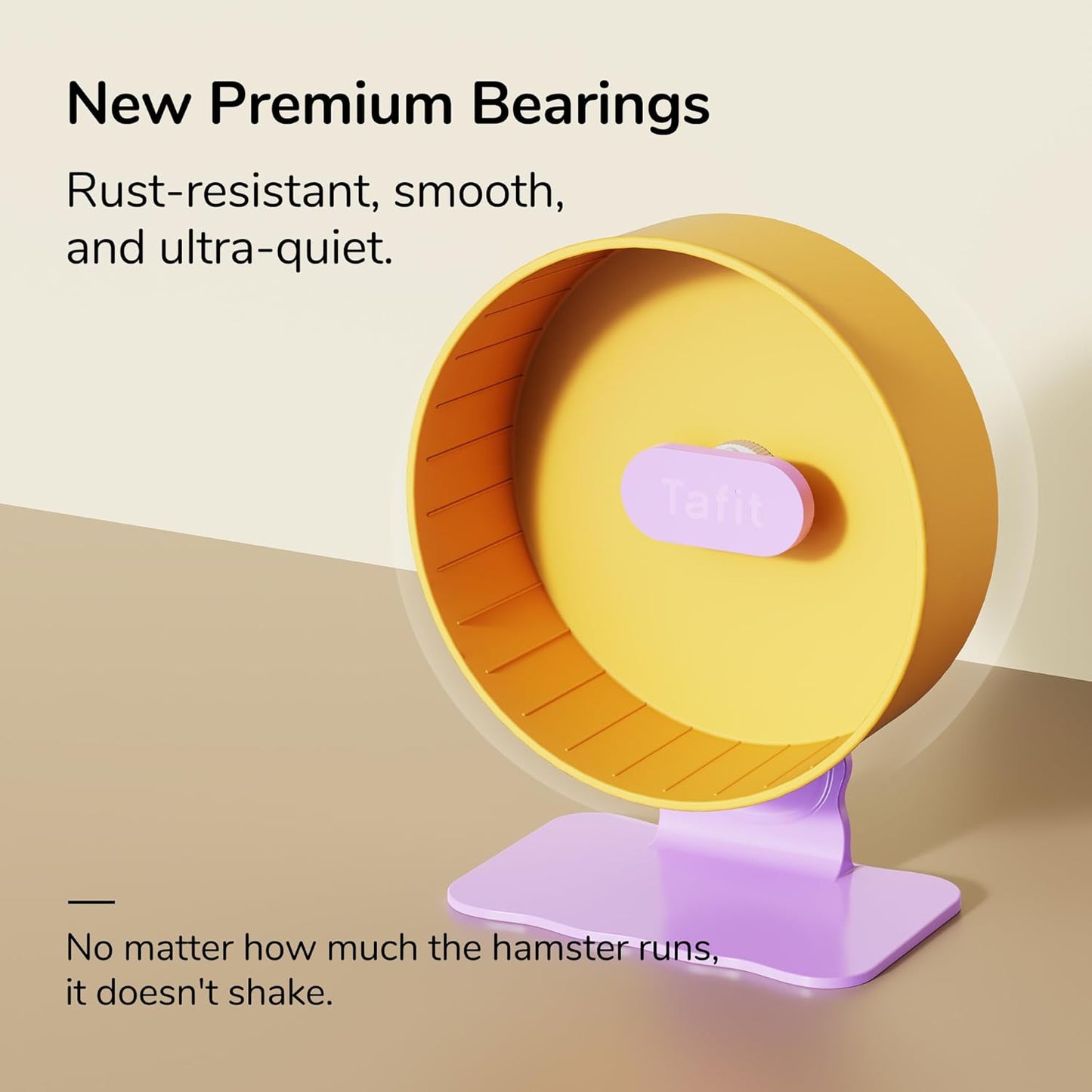 Silent Hamster Wheel 8.7 Inch Dual-Bearings Small Animals Quiet Running Exercise Wheels, Height Adjustable for Dwarf Hamsters, Gerbils, Mice, Hedgehog, Lemmings, or Other Small Pets,Taro Purple