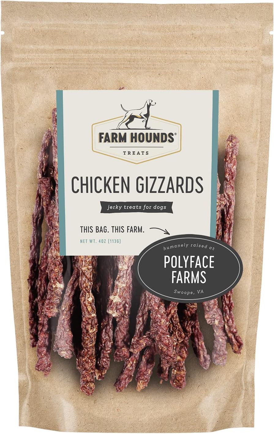 Farm Hounds - Chicken Gizzards - Premium Natural Jerky for Dogs - 100% Humanely Raised Chicken - Break-to-Size - Great for Training & Treats - No Added Fillers - Made in USA - 4oz -1 Pack
