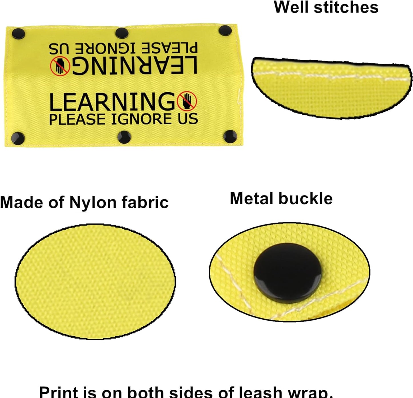 Funny Dog Leash Sleeve Learning Please Ignore Us Dog Leash Wrap Sleeve Alert Tag Pet Birthday Gift (Learning Ignore-YE Sleeve)