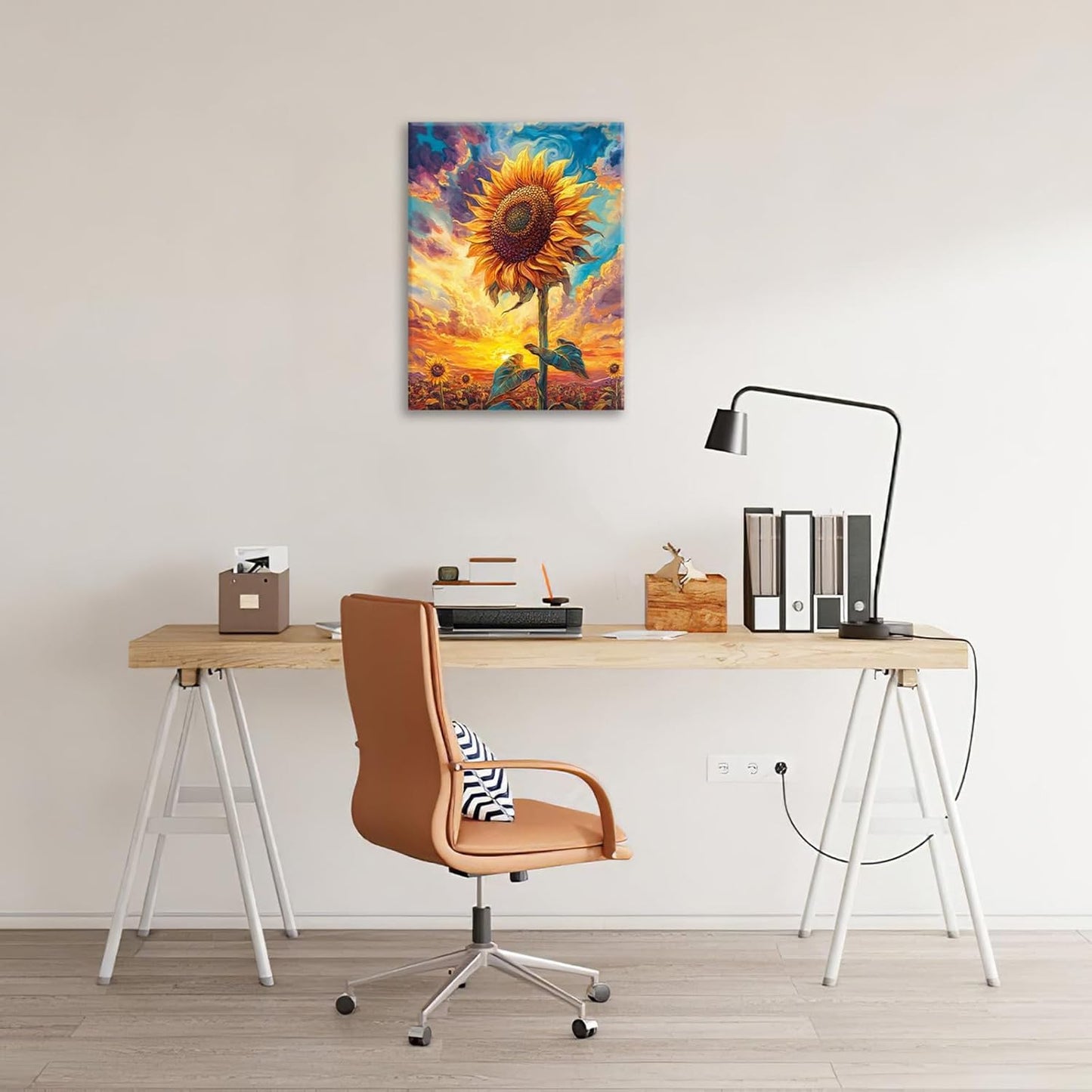 Sunflower Wall Art Canvas Yellow Floral Wall Decor Prints Framed Painting Pictures Gifts Artwork for Bathroom Bedroom Living Dining 16"x20"