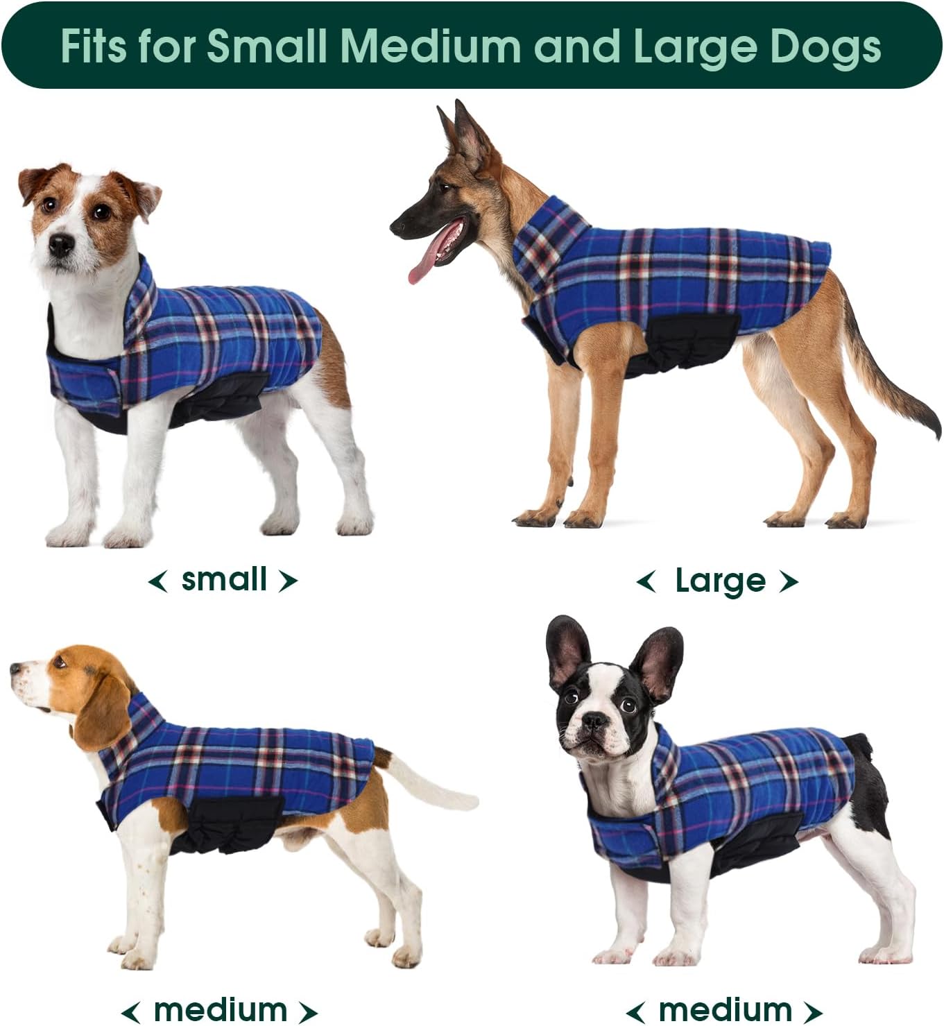 Kuoser Warm Dog Coat, Waterproof Dog Coats for X-Small Dogs, Adjustable Durable Doggie Winter Jacket Reversible Cozy Puppy Cold Weather Apparel from Small to Large Breed, Navy XS