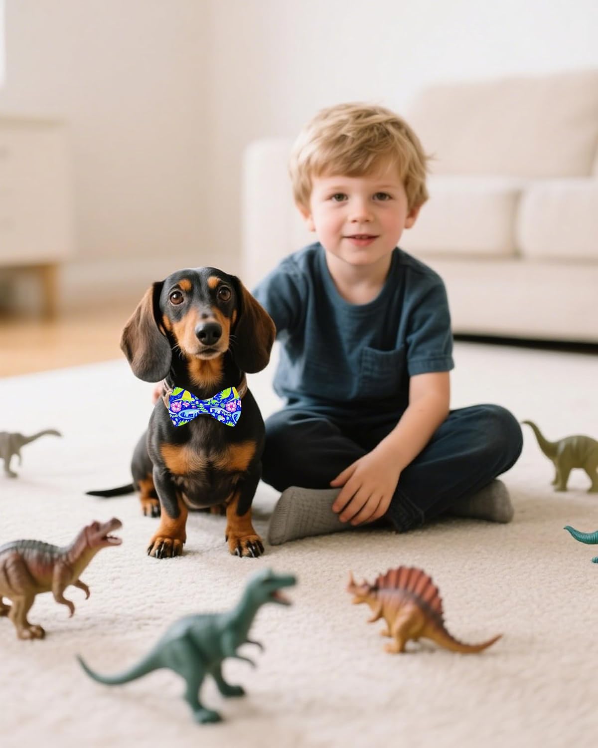 PET SHOW 10 Pack Dinosaur Small Dog Bow Ties Sliding Collar Attachments Puppy Cats Bowties for Medium Dogs Bowknots Holiday Party Pet Grooming Accessories(Small)