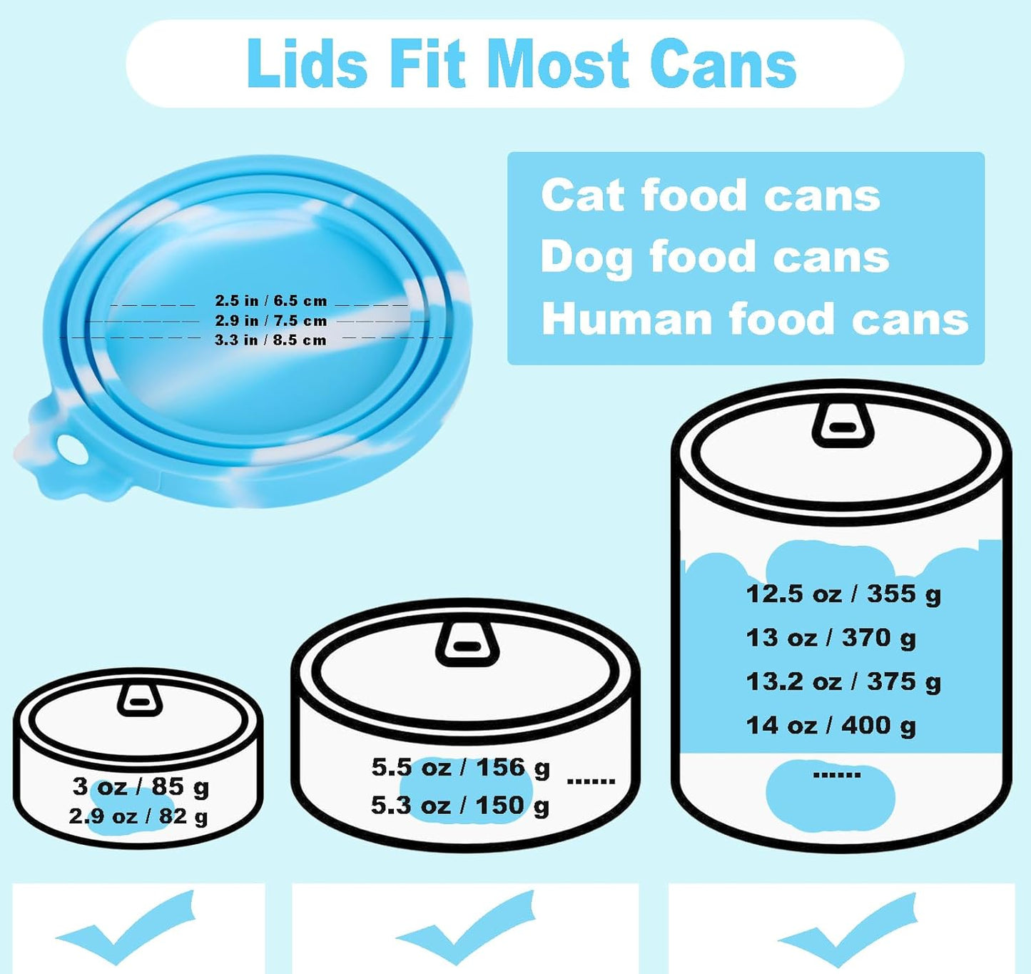 Comtim 5 Pcs Silicone Dog & Cat Food Covers - Multi-Function Can Opener Top/Spoon Spatula for Wet Food