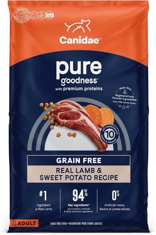 Canidae Pure Limited Ingredient Premium Adult Dry Dog Food, Real Lamb & Sweet Potato Recipe, 12 lbs, Grain Free