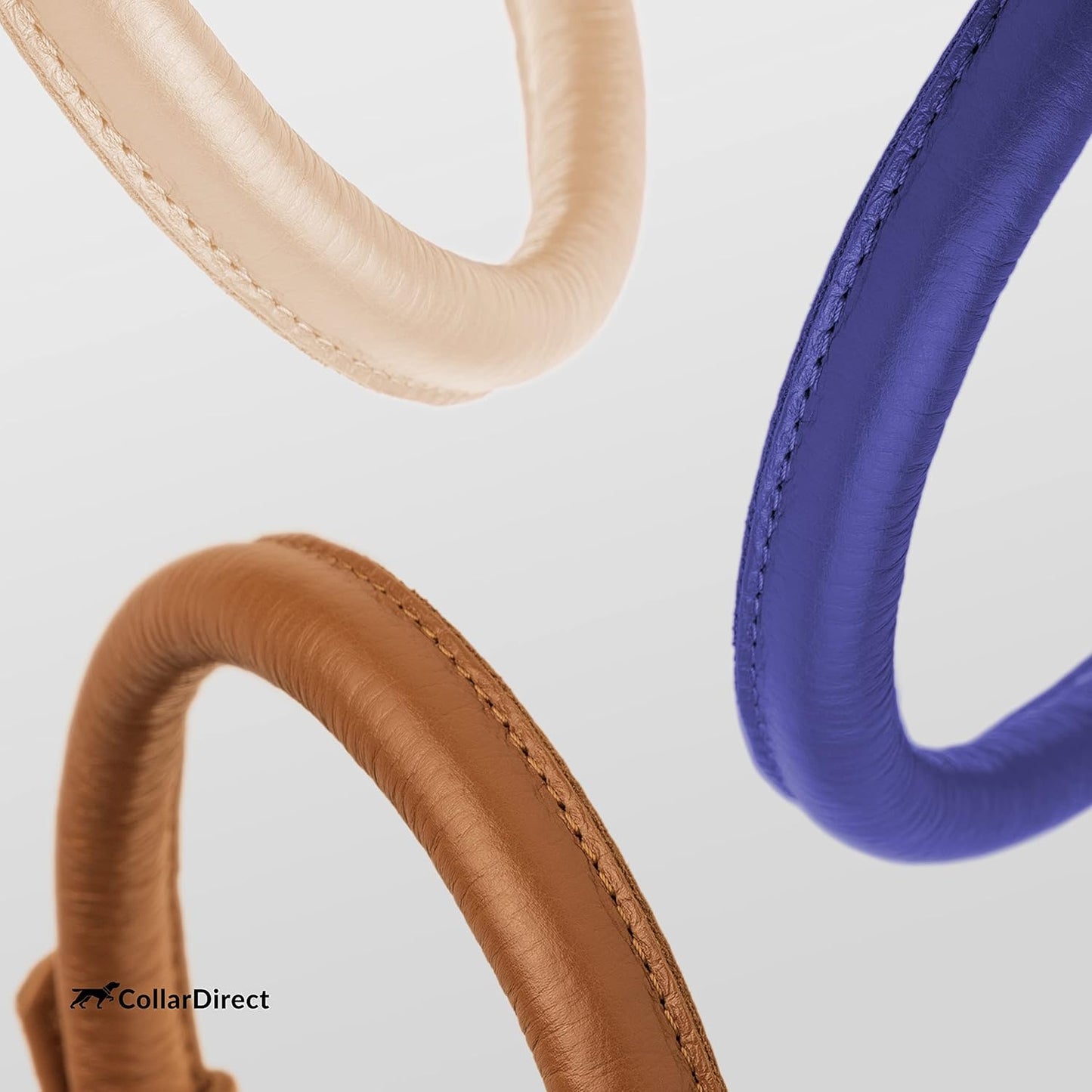 CollarDirect Rolled Leather Dog Collar, Soft Padded Round Puppy Collar, Handmade Genuine Leather Collar Dog Small Large Cat Collars 13 Colors (8-11 Inch, Purple Textured)