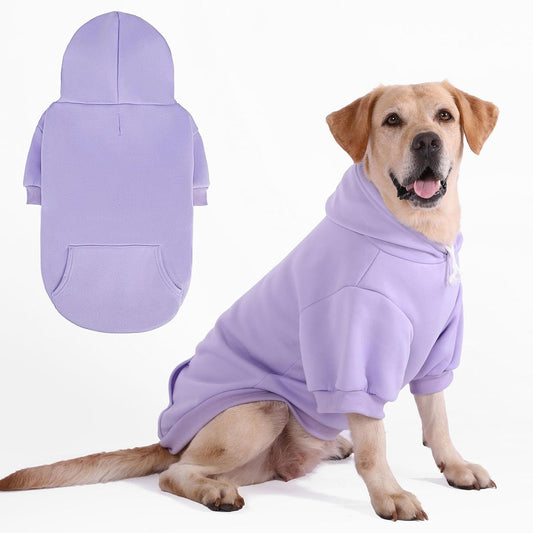 KOOLTAIL Basic Dog Hoodie - Soft & Warm Dog Hoodie Sweater with Leash Hole and Pocket, Pet Winter Coat, Cold Weather Clothes Sweatshirt for Small Medium Large Dogs Puppy Cat Boys Girls Lavender