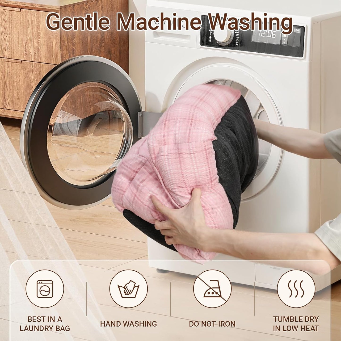 MIHIKK Rectangle Dog Beds for Small Dogs & Cats, Orthopedic Sleeping Pet Bed for Couch with Durable Puppy Cuddler and Anti-Slip Bottom Machine Washable 20 * 18 Inch (Pink)