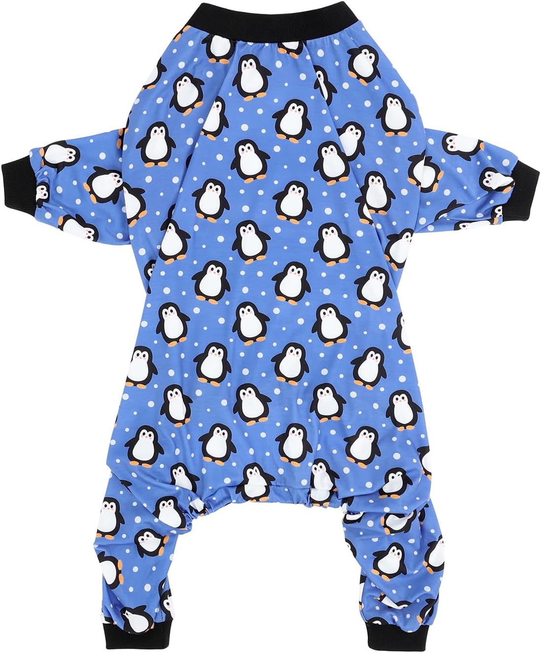 HDE Dog Pajamas One Piece Jammies Jumpsuit Pet Clothes Outfit Stretchy Lightweight Comfy Shirt Pjs for M-3XL Dogs Penguin Polka Dots - L