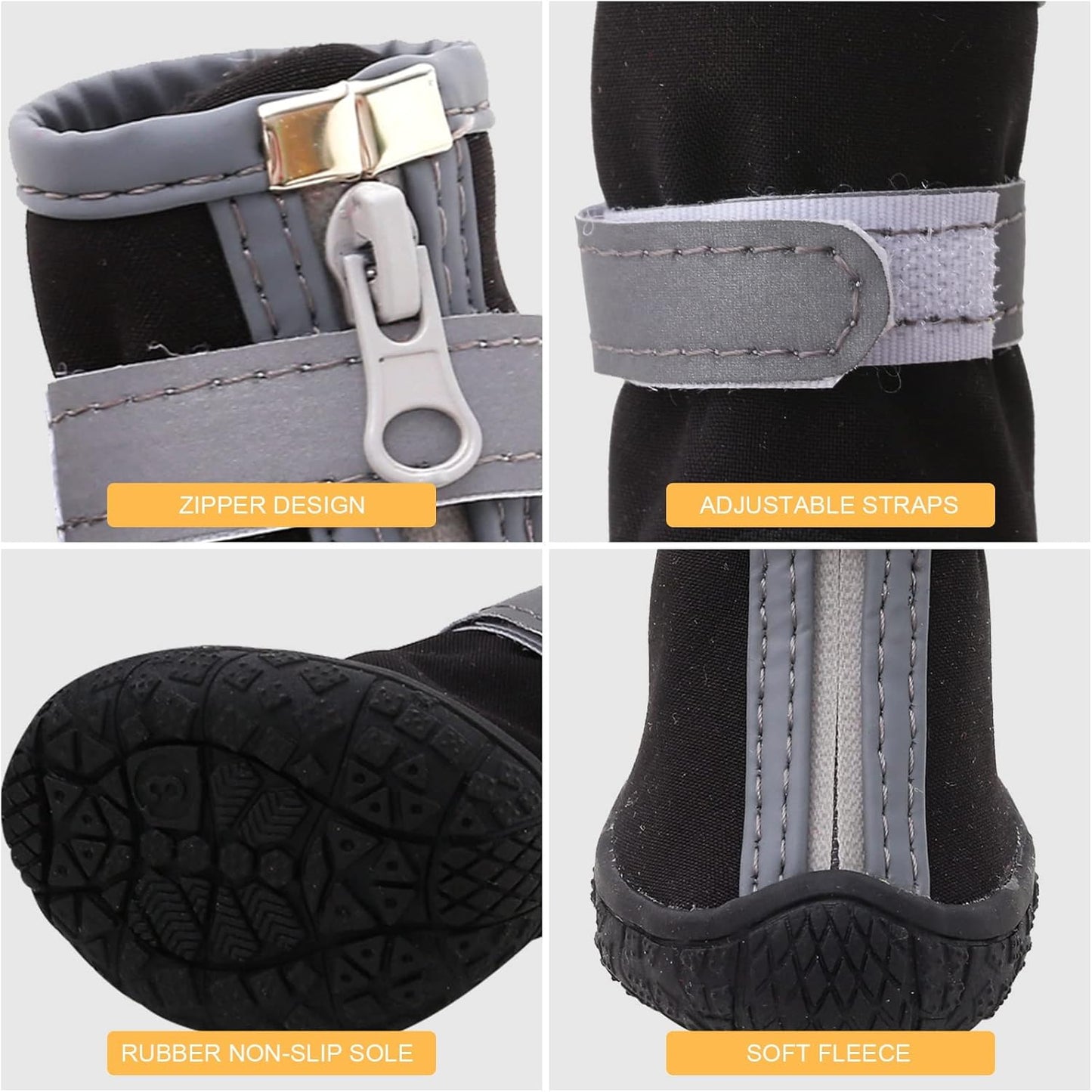 Dog Shoes for Small Dogs, Puppy Dog Boots & Paw Protector for Winter Snow Day, Summer Hot Pavement, Waterproof in Rain Weather, Ourdoor Hiking, Indoor Hardfloors with Anti Slip Sole 4PCS/Set