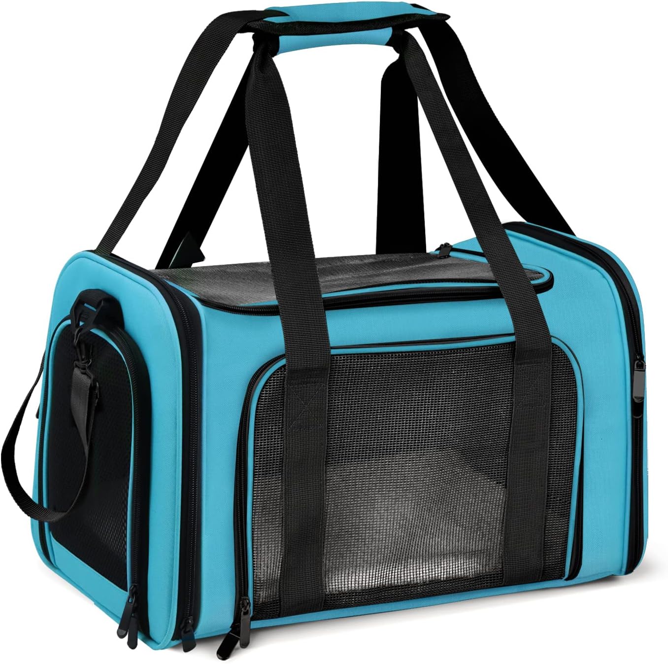 Pet Carrier for Small Medium Cats Puppies up to 15 Lbs, Airline Approved Small Dog Travel Puppy Carrier Soft Sided, Collapsible - Blue