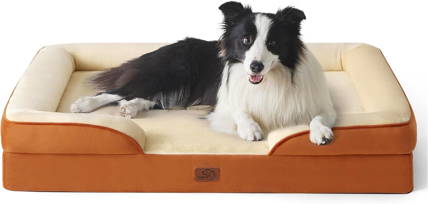 Bedsure Orthopedic Dog Beds Large Sized Dog - Washable Large Dog Cat Bed Waterproof, Comfort Dogs Couch Sofa with Washable Removable Cover, Pet Bed with Nonskid Bottom, Ember Clay, 35"