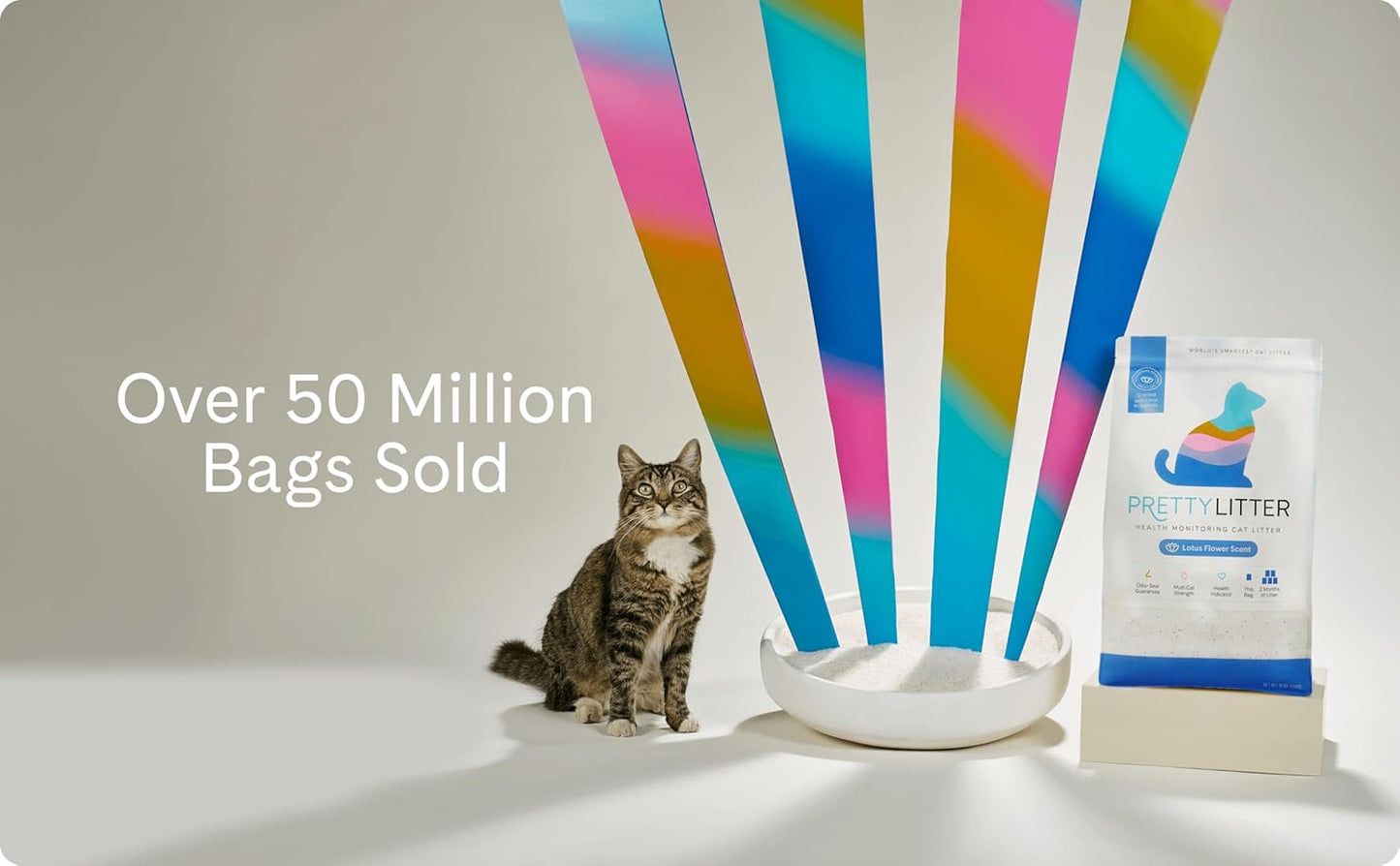 PrettyLitter Health Monitoring Cat Litter, Scented Lotus Flower, Non-Clumping Crystal Litter, 6 lbs (Pack of 2)