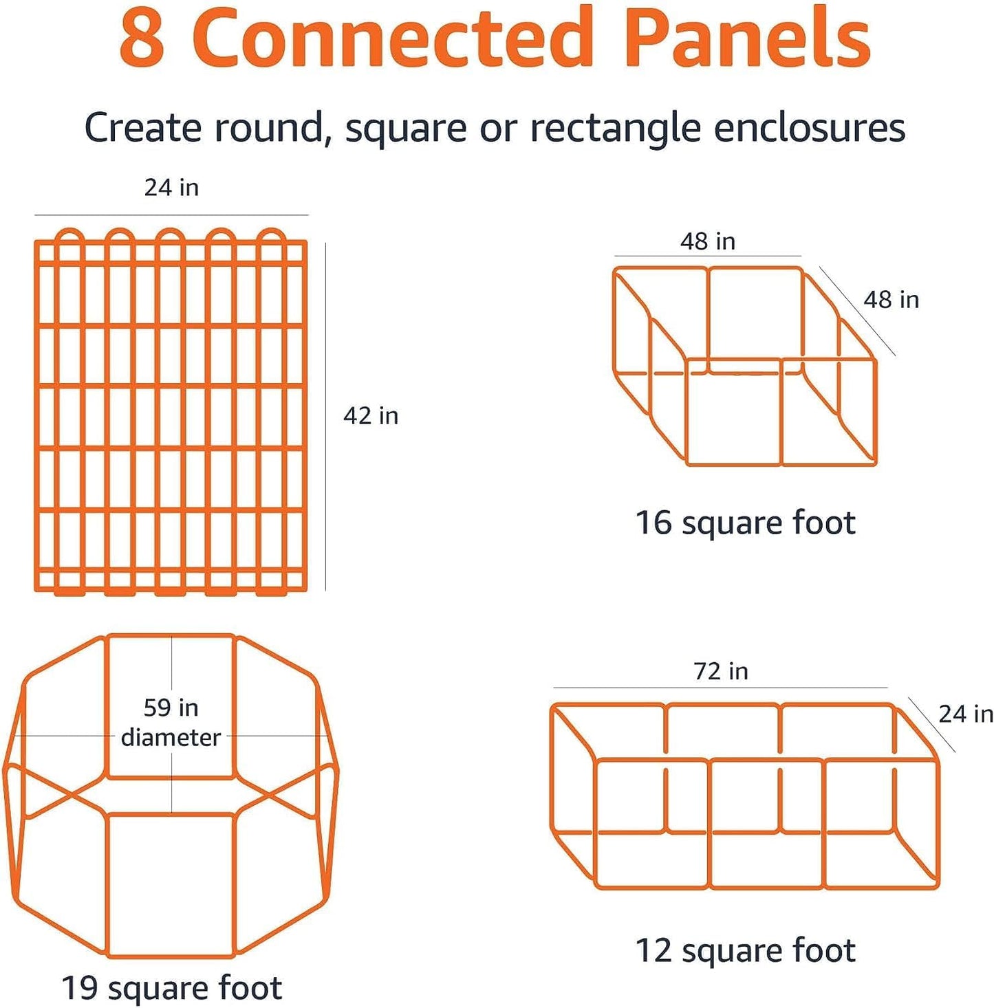 Amazon Basics Foldable Octagonal Metal Exercise Dog Playpen - Indoor/Outdoor, Single Door, Large (8 Panels, 24 x 42), Easy to assemble and store, 42" - Large, Black