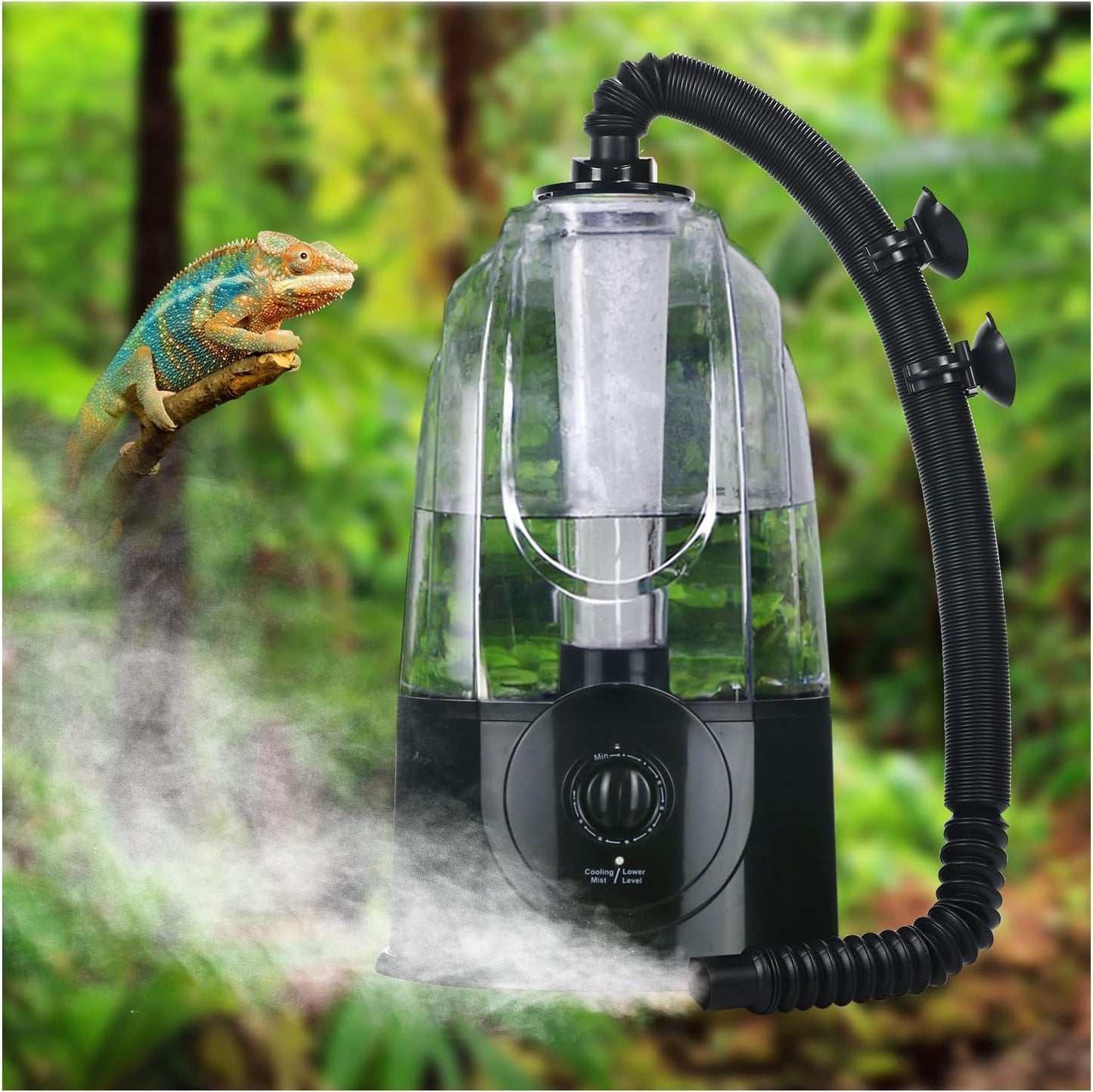Coospider 3.8L Reptile Fogger Mister, Quiet Reptile Humidifier for Reptiles Tank, Terrarium Humidifiers with Extended Tube, Automatic Reptile Misting System for Reptiles Amphibians Herps Vivarium