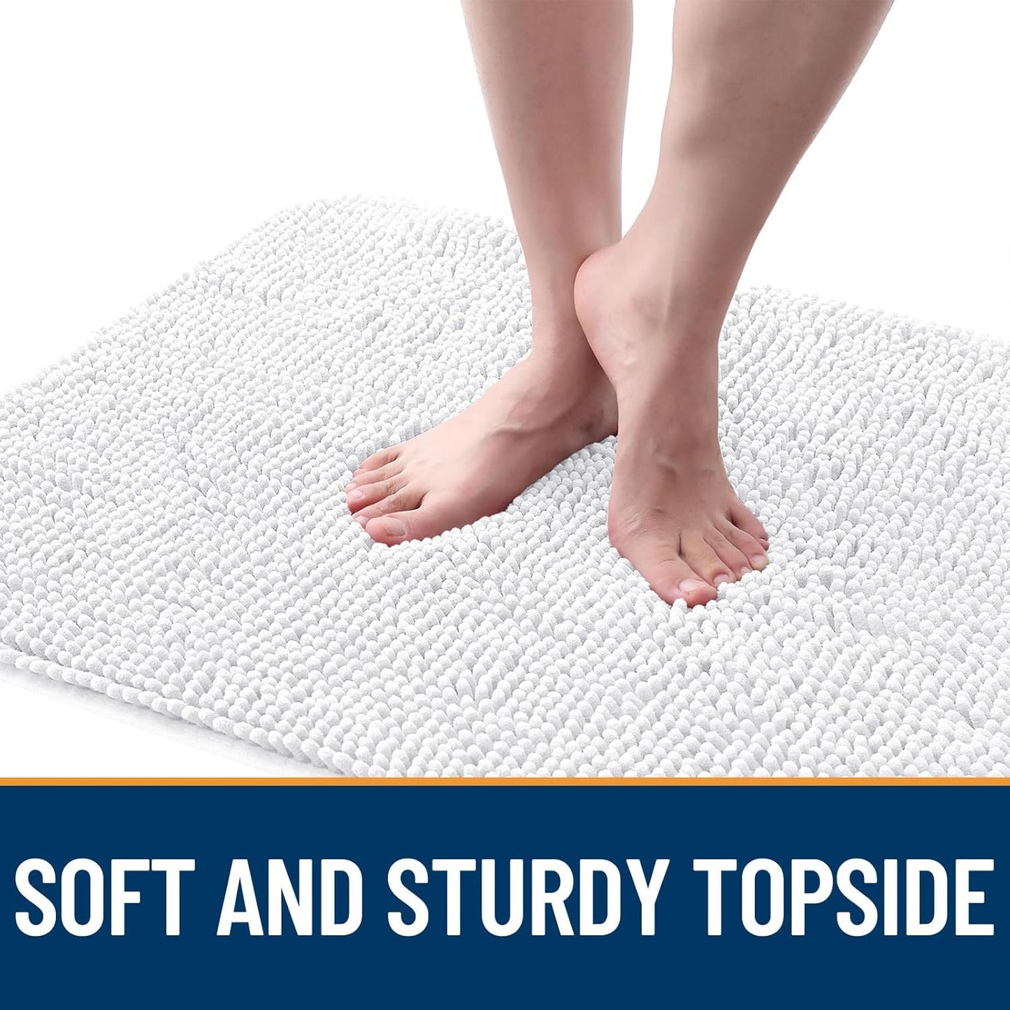 OLANLY Dog Door Mat for Muddy Paws 34x21, Absorbs Moisture and Dirt, Absorbent Non-Slip Washable Doormat, Quick Dry Chenille Mud Mat for Dogs, Entry Indoor Entryway Carpet for Inside Floor, White