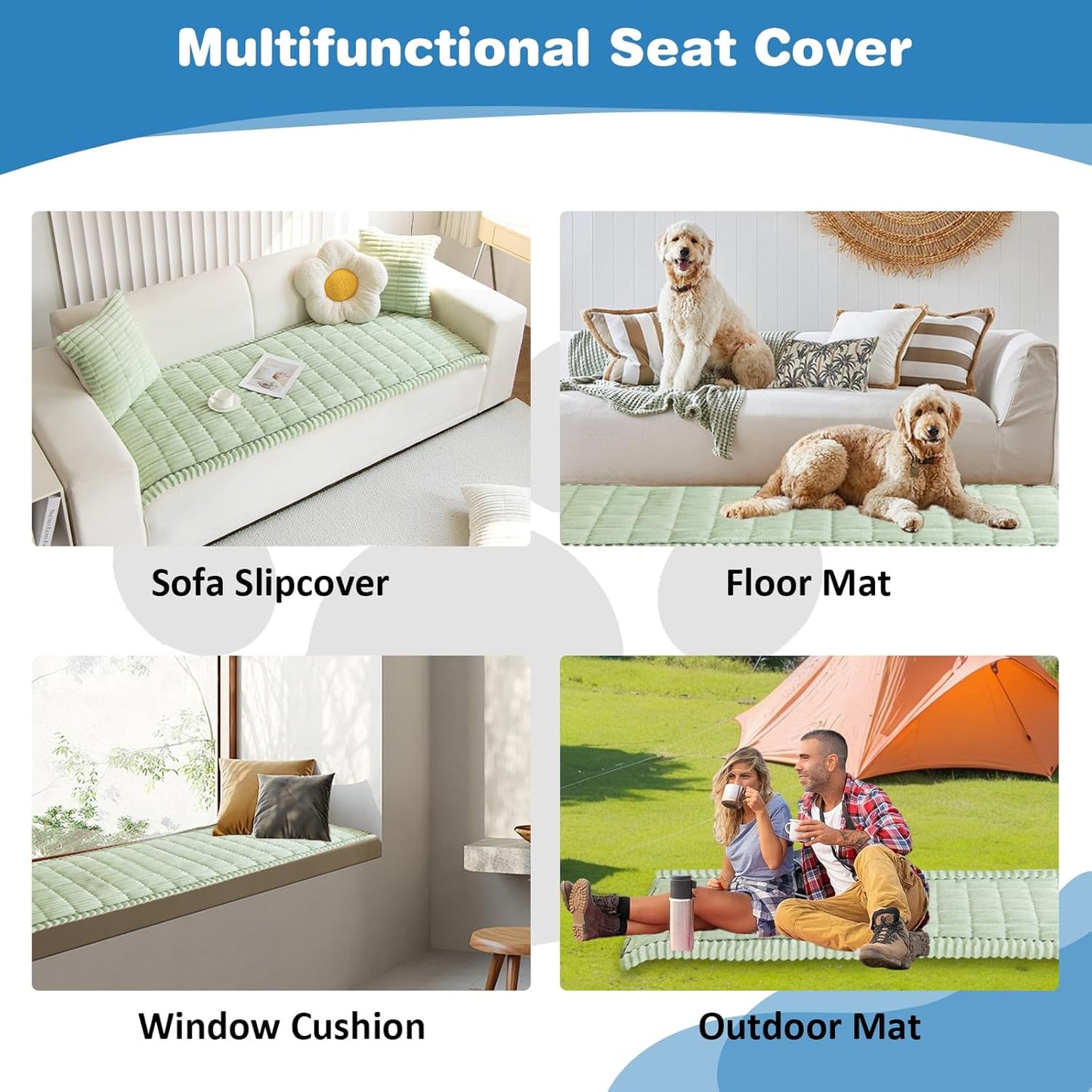 VClife Dog Car Seat Cover for Backseat Extender, Anti Slip Dog Bed Mat Travel Blanket, Pet Friendly Backseat Cover for Cars, SUVs, Small Trucks, Back Seat Extender Protector (Sage Green, 59"×27.6")