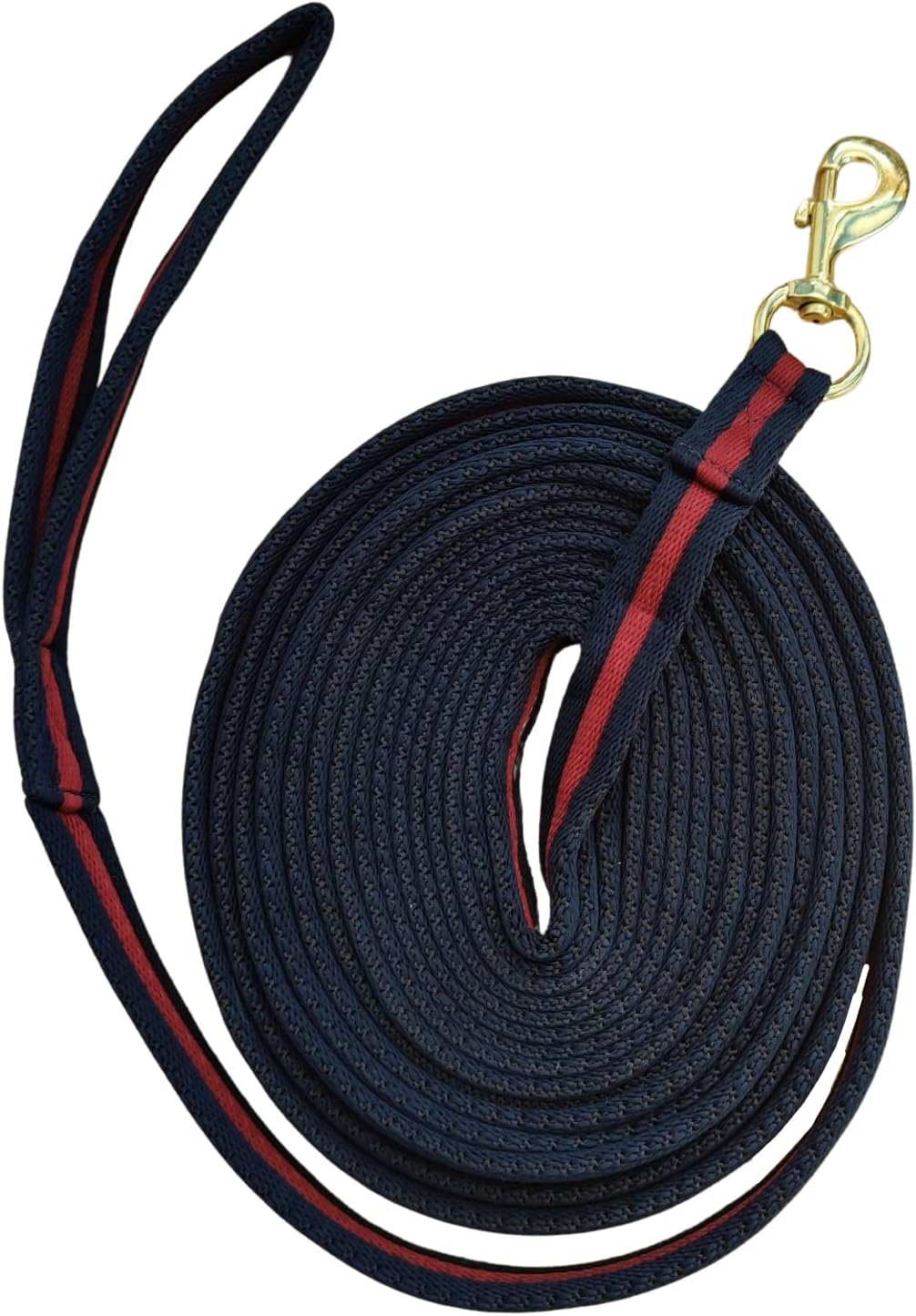 Soft Padded Lunge Line Rein Lead for Horses 27ft Looped Handle Swivel Clip (Navy/Wine)
