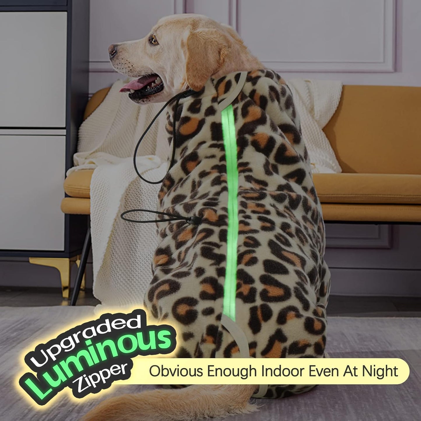 ROZKITCH Dog Leg Warmers for Small Dogs, Pet Windproof Warm Cold Weather Jacket Vest with Luminous Zipper, Jumpsuit Apparel Outfit Clothes for Small Medium Large Dog Brown XS