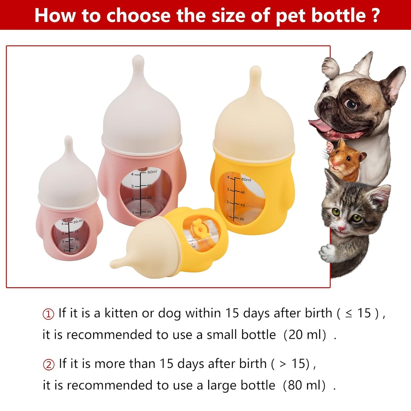 Puppy Bottles for Nursing，Kitten Bottles for Nursing，Pet Feeding Bottle，(Yellow- 20ml)