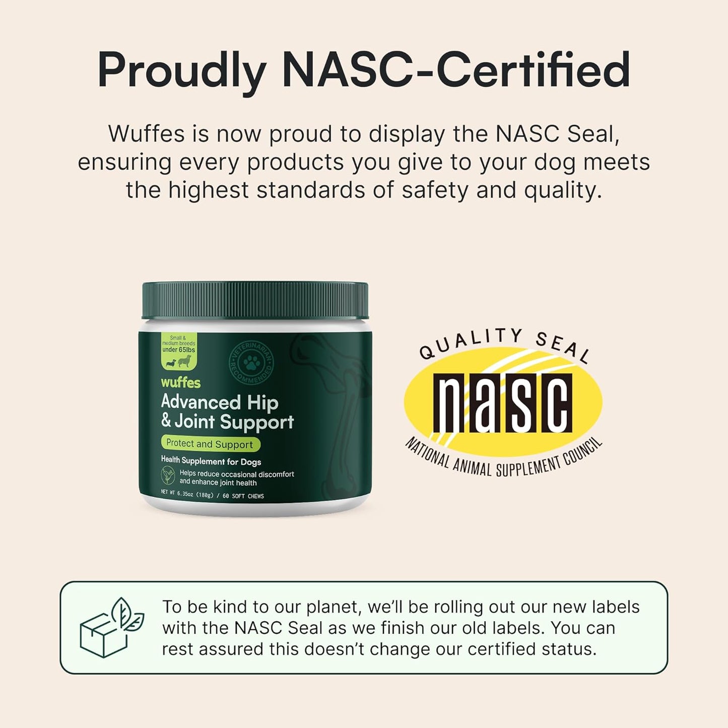 Wuffes Chewable Dog Hip & Joint Supplement - Glucosamine & Chondroitin Chews - Dog Joint Supplements & Vitamins - Extended Joint Care (Small&Medium Breeds (0-65 lbs), 180 Chews (Pack of 3))