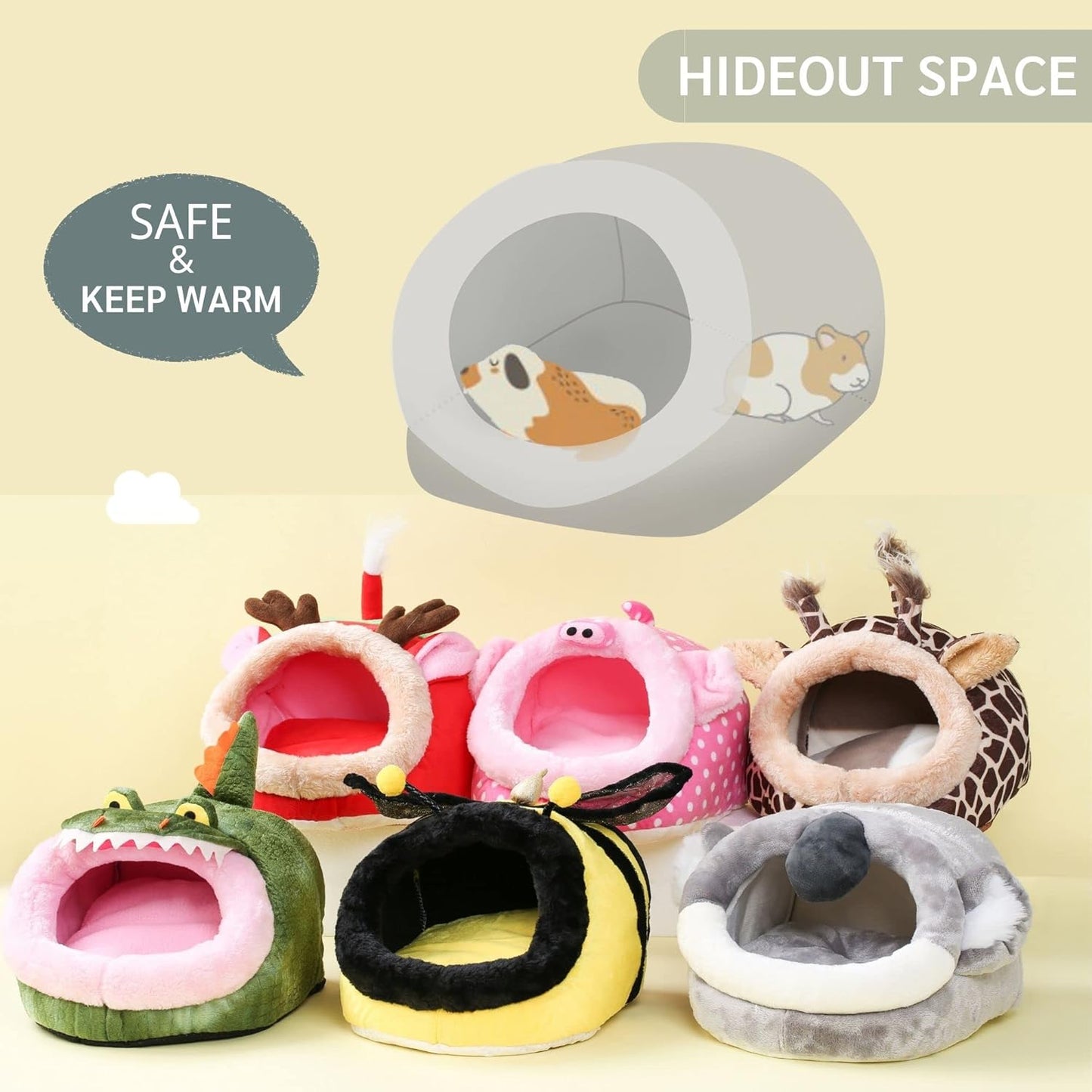 JanYoo Rat Bed Hut Guinea Pig Hideout House Small Animal Tent Accessories Rabbit Hideaway Igloo Supplies for Cages
