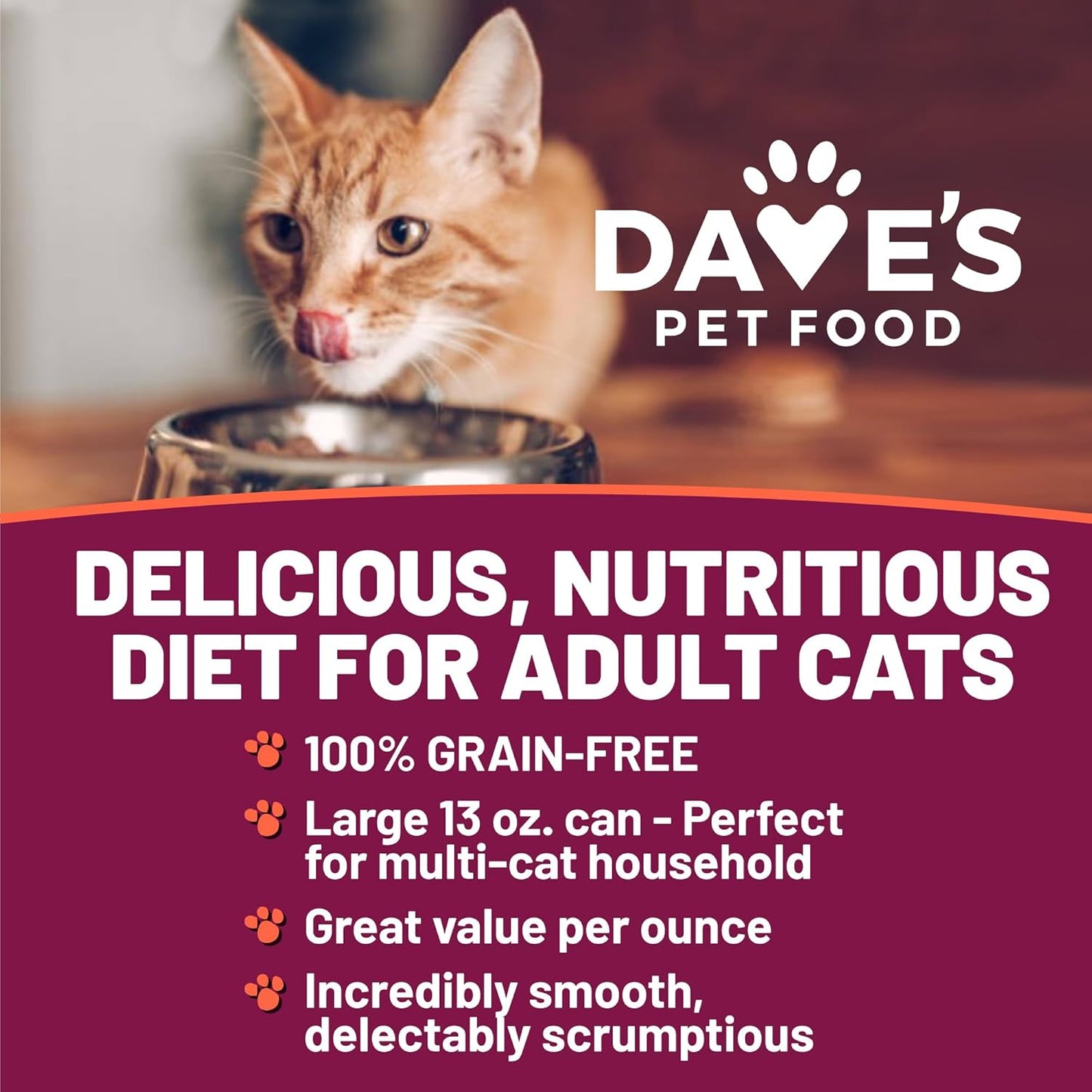 Dave's Pet Food Grain Free Wet Canned Cat Food Pate (Gobblicious Gourmet), Made in USA Naturally Healthy, Added Vitamins & Minerals, 13 oz Cans (12 Pack)