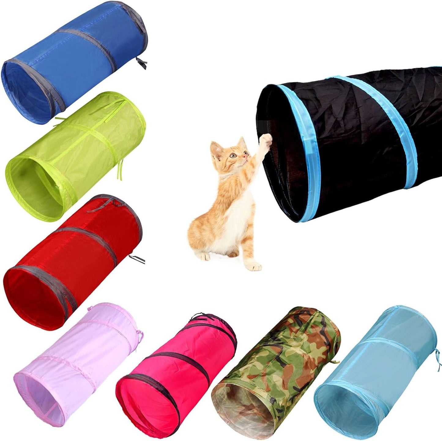 iCAGY Cat Tunnel for Indoor Cats Interactive, Rabbit Tunnel Toys, Pet Toys Play Tunnels for Cats Kittens Rabbits Puppies Crinkle Pop Up Camouflage Green 20"