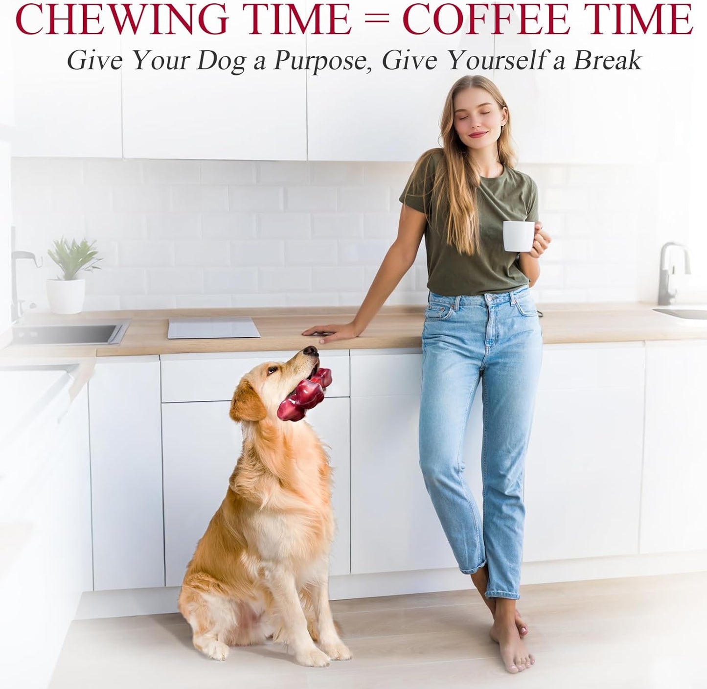 Apasiri Tough Dog Toys for Aggressive Chewers Large Breed, 2-Pack Dogs Chew Toys for Large Medium Dogs, Nylon and Rubber Dog-Bones for Teething Chew, Beef Flavor, for Doggo 20-75 lbs