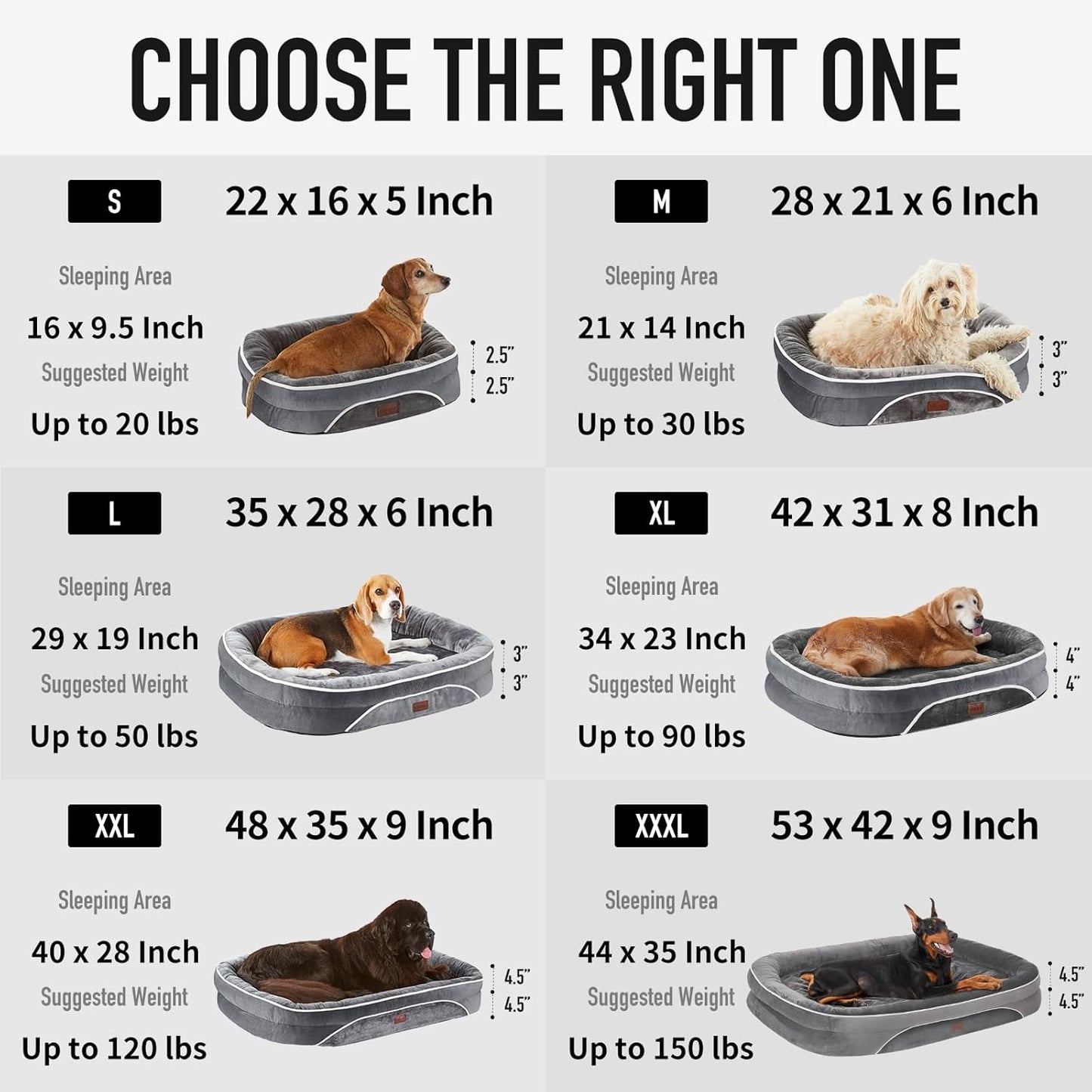 OhGeni Orthopedic Jumbo Dog Couch Pet Sofa XL Sized Cat Beds with Comfort Foam Support, Soft Comfortable Fabric, Machine Washable Waterproof Removable Cover, 42-Inch (Black)