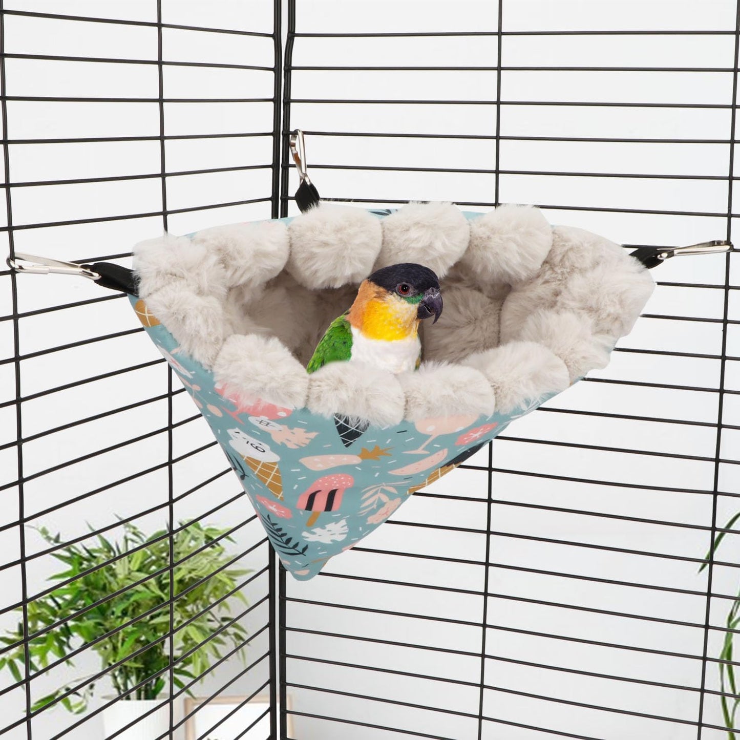 Wontee Bird Nest House Winter Warm Hanging Hammock Bird Bed Snuggle Hut for Parakeets Budgies Caique Conures Cockatiels (Medium, Blue)