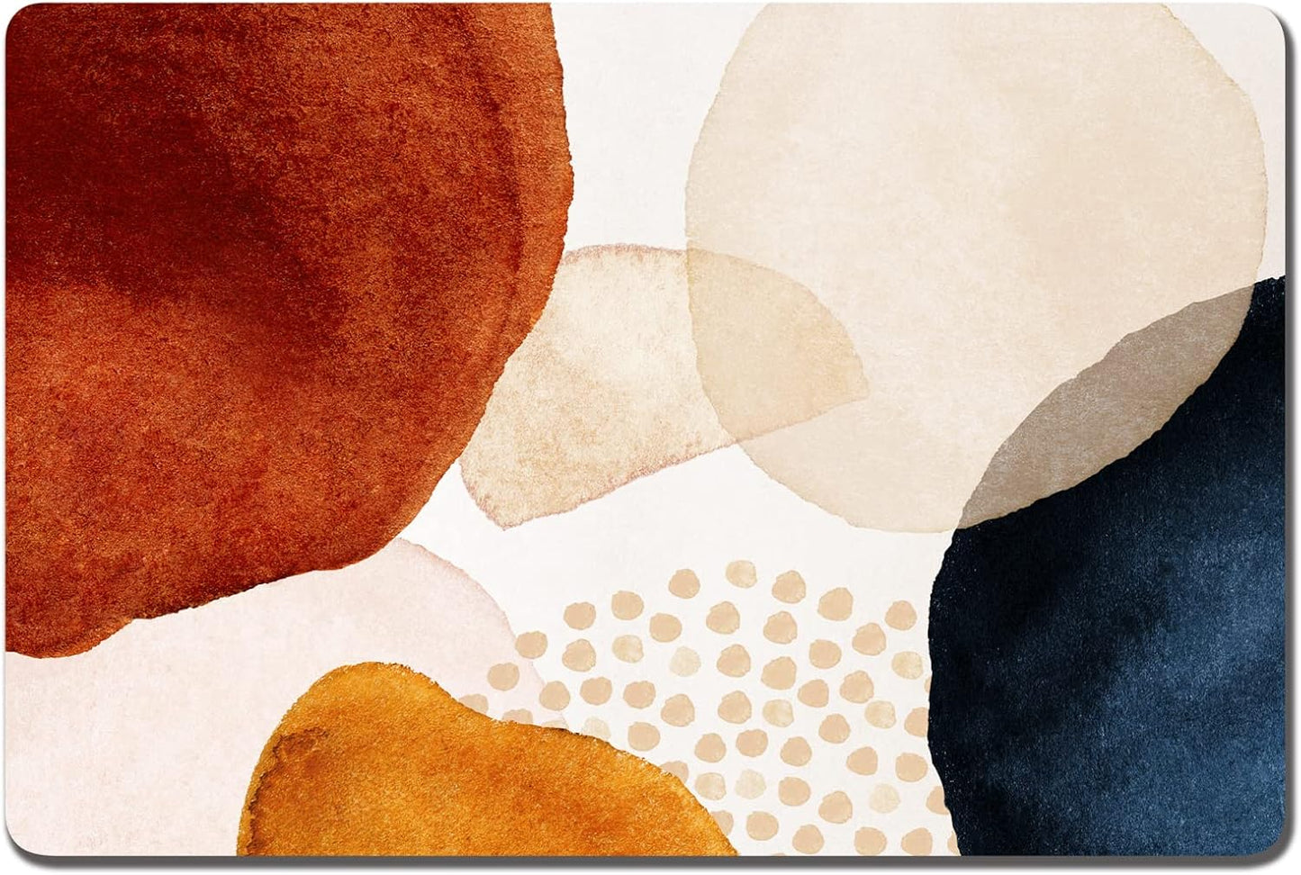 Rnivvi Dog Food Mat, 12" x 19" Absorbent Dog Cat Bowl Mat for Food and Water, Cute Anti-Slip Rubber Pet Feeding Rug Protect Floors, Puppy Placemat for Feeding & Watering Supplies, Abstract Stones