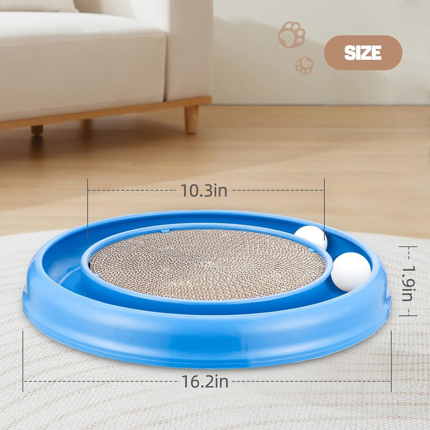 Cat Scratching Board with Balls for Cats Grinding Claw, Round Cat Scratcher Interactive Toy, Cat Ball Track Scratcher Pad for Cats Exercise Play(Grey)