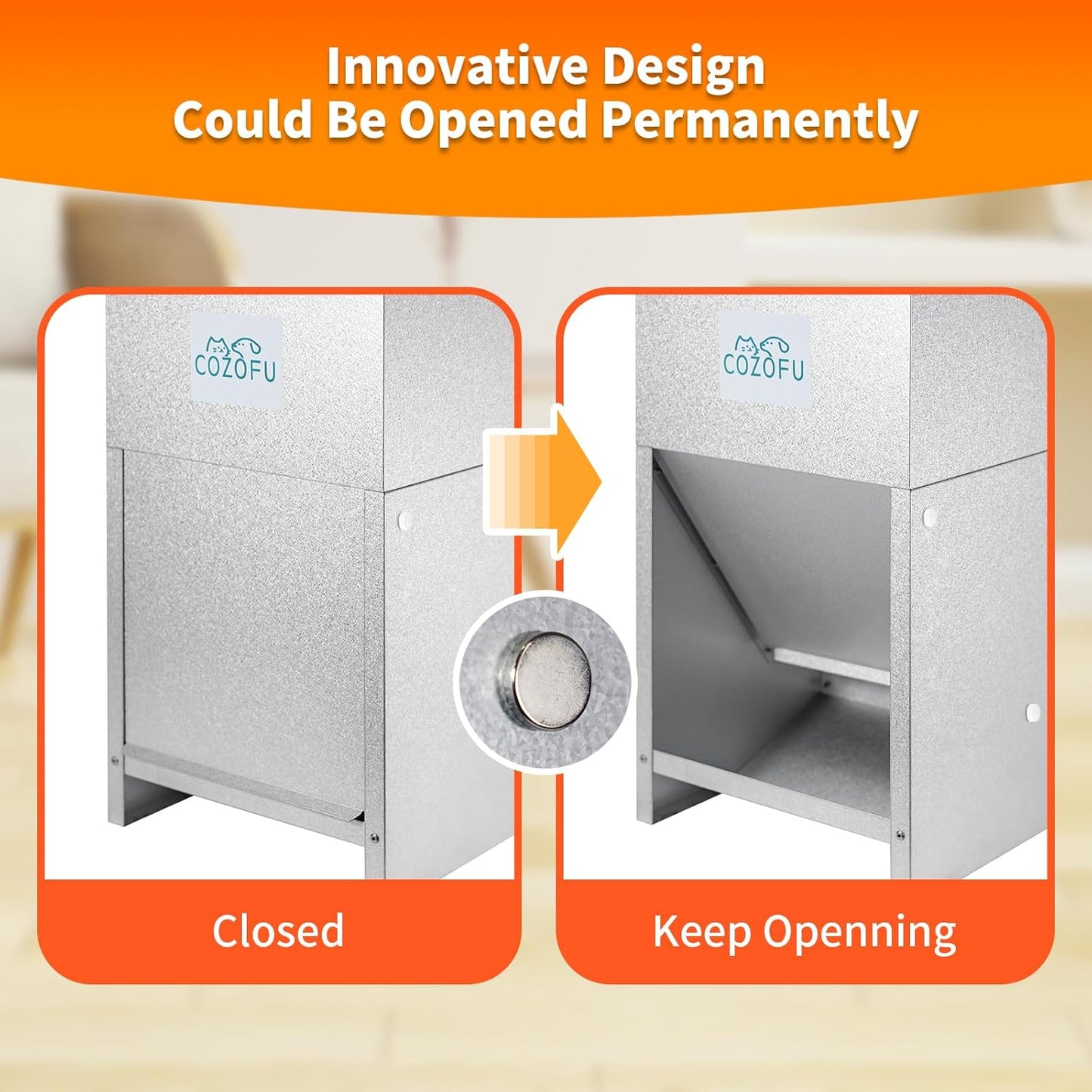 Dog Feeder - Galvanized Metal Pet Food Station for Indoor & Outdoor Use - Automatic Gravity-Fed Dispenser Suitable for Small, Medium, and Large Dog Breeds - Capacity: 50 Pounds of Dry Kibble