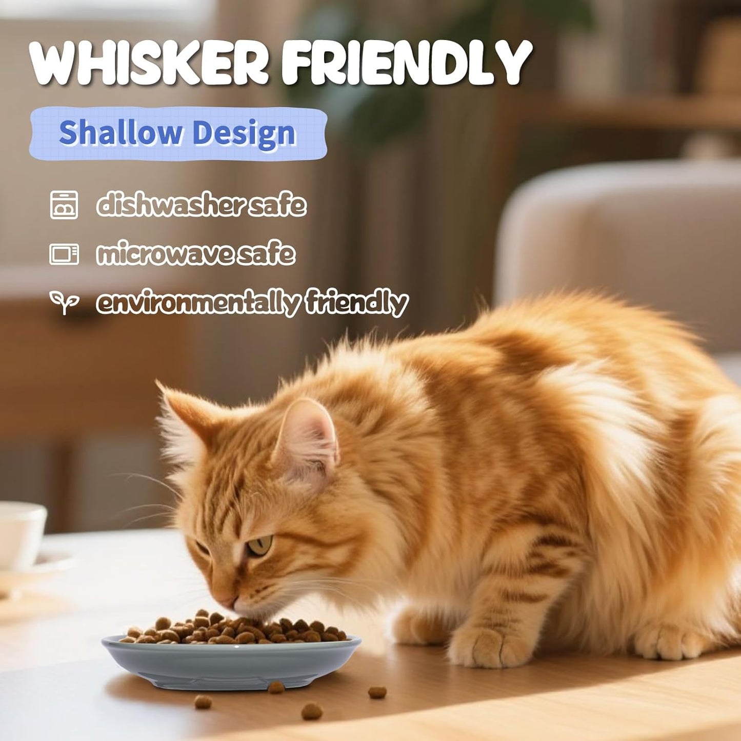 [8 Pack] Ceramic Cat Food Bowl, Colorful Cat Bowls Whisker-Friendly, 5.9" Shallow Wide Kitten Plates, Easy to Clean Indoor Feeding Dishes